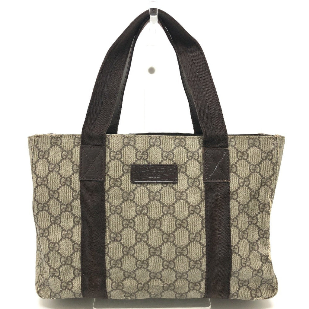 Gucci Beige Dark Brown Gg Supreme Canvas Handbag Tote Bag (Pre-Owned)