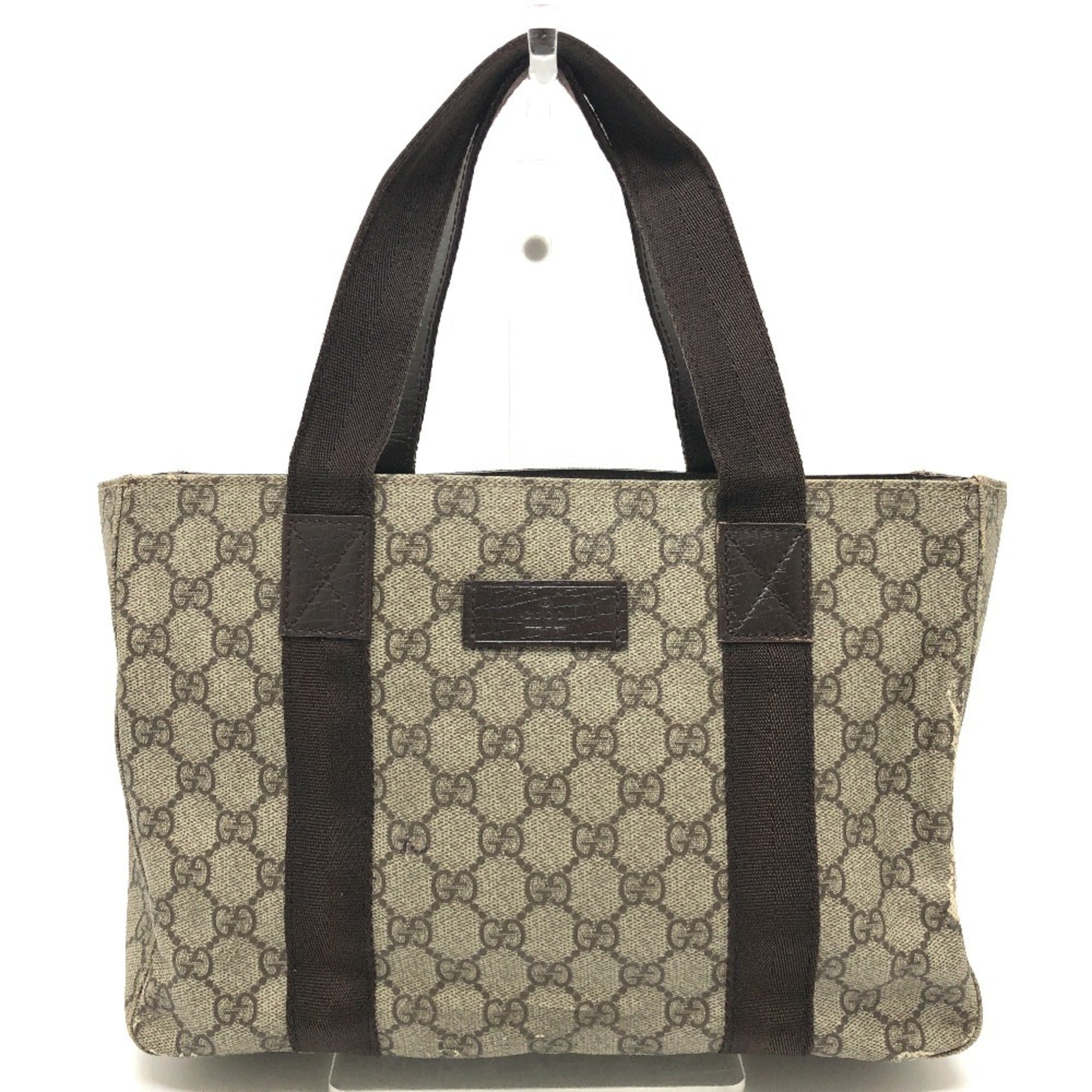 Gucci Beige Dark Brown Gg Supreme Canvas Handbag Tote Bag (Pre-Owned)