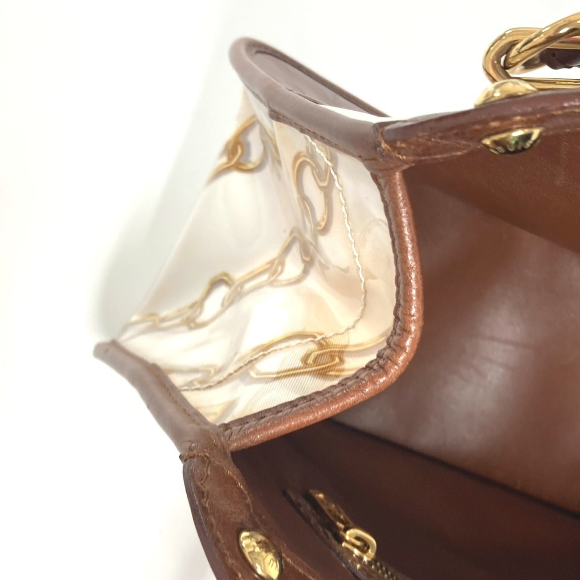 Louis Vuitton Brown White Vinyl Leather Handbag Shoulder Bag Tote Bag