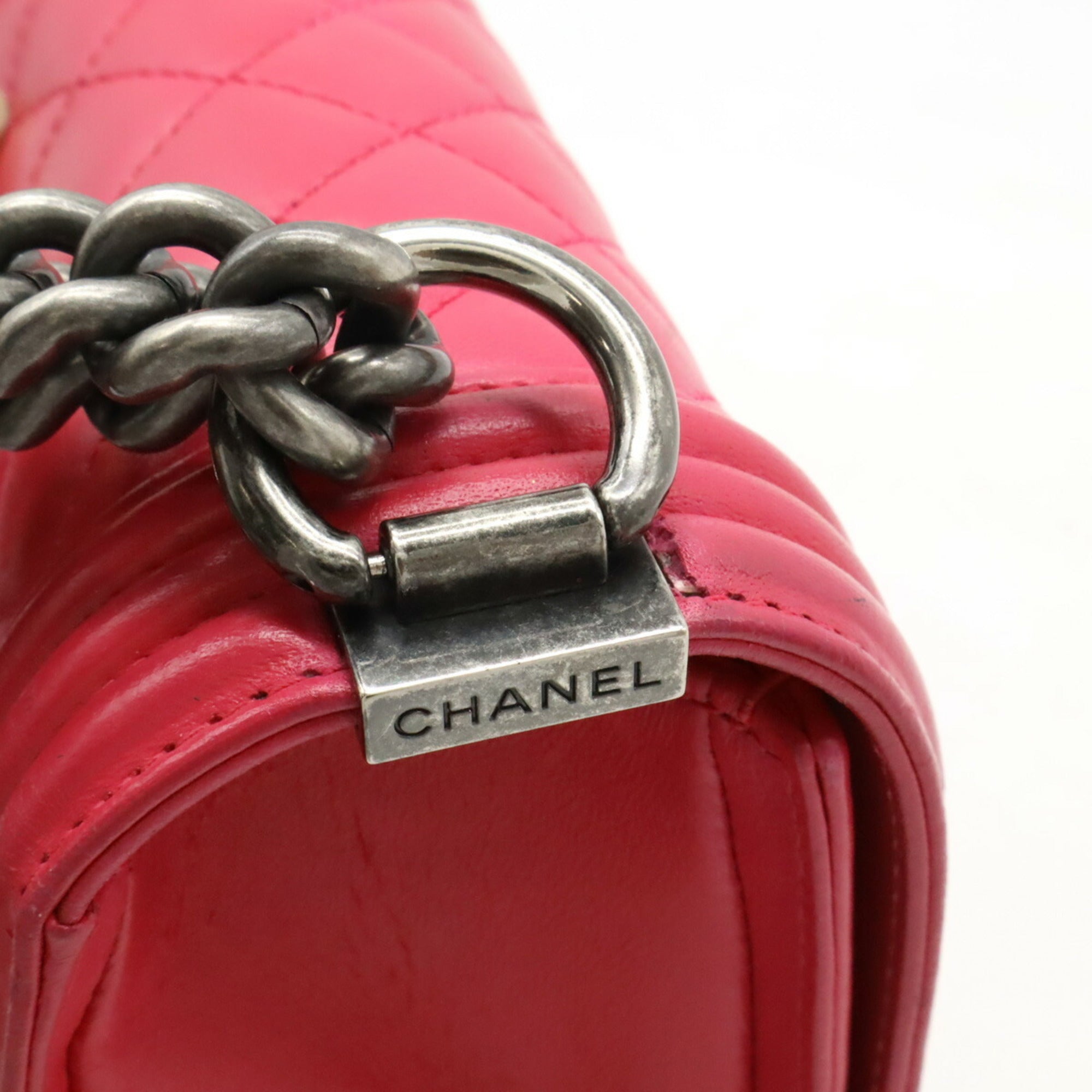 Chanel Pink Grained Calfskin Shoulder Bag