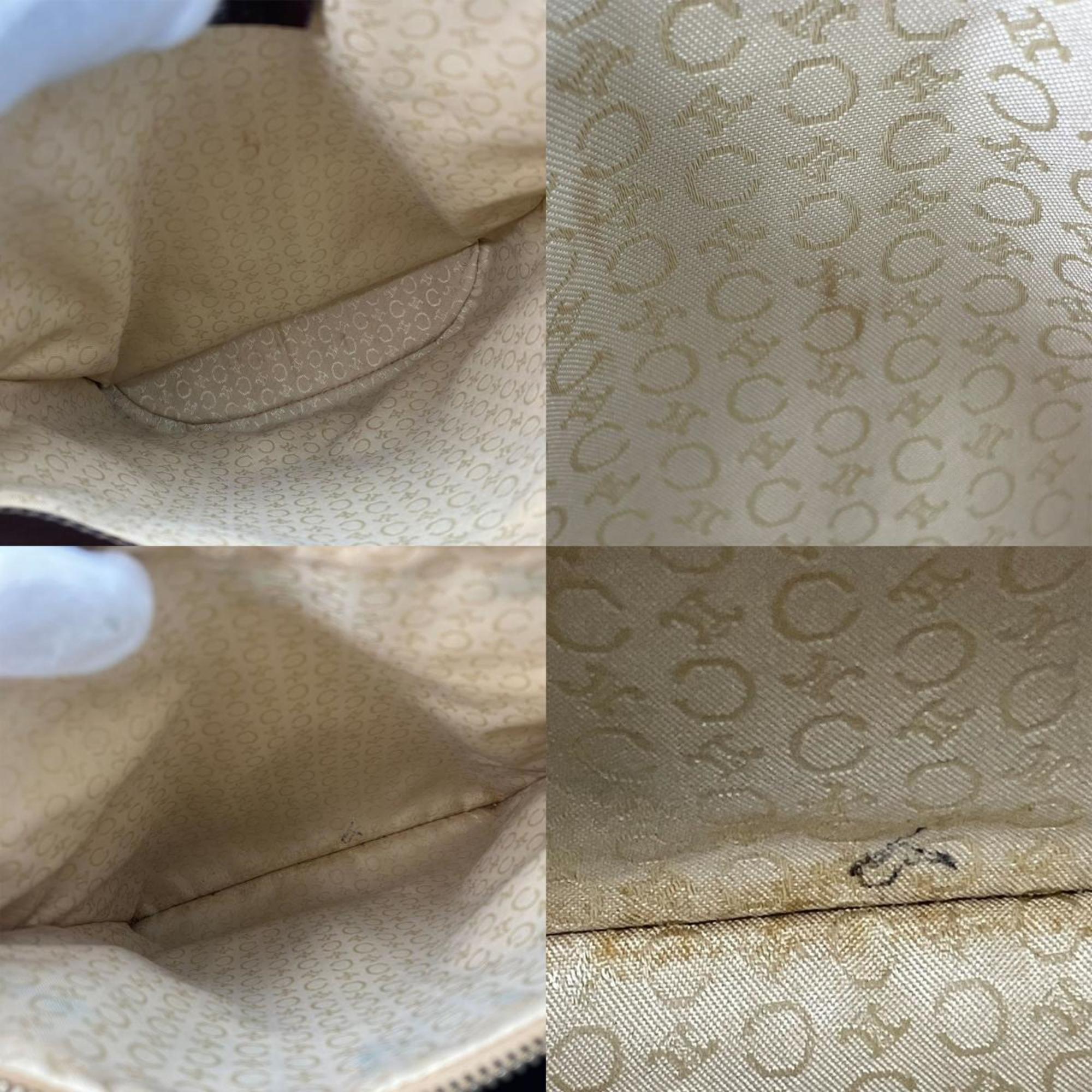 Celine Beige Dark Brown Canvas Leather Tote Bag