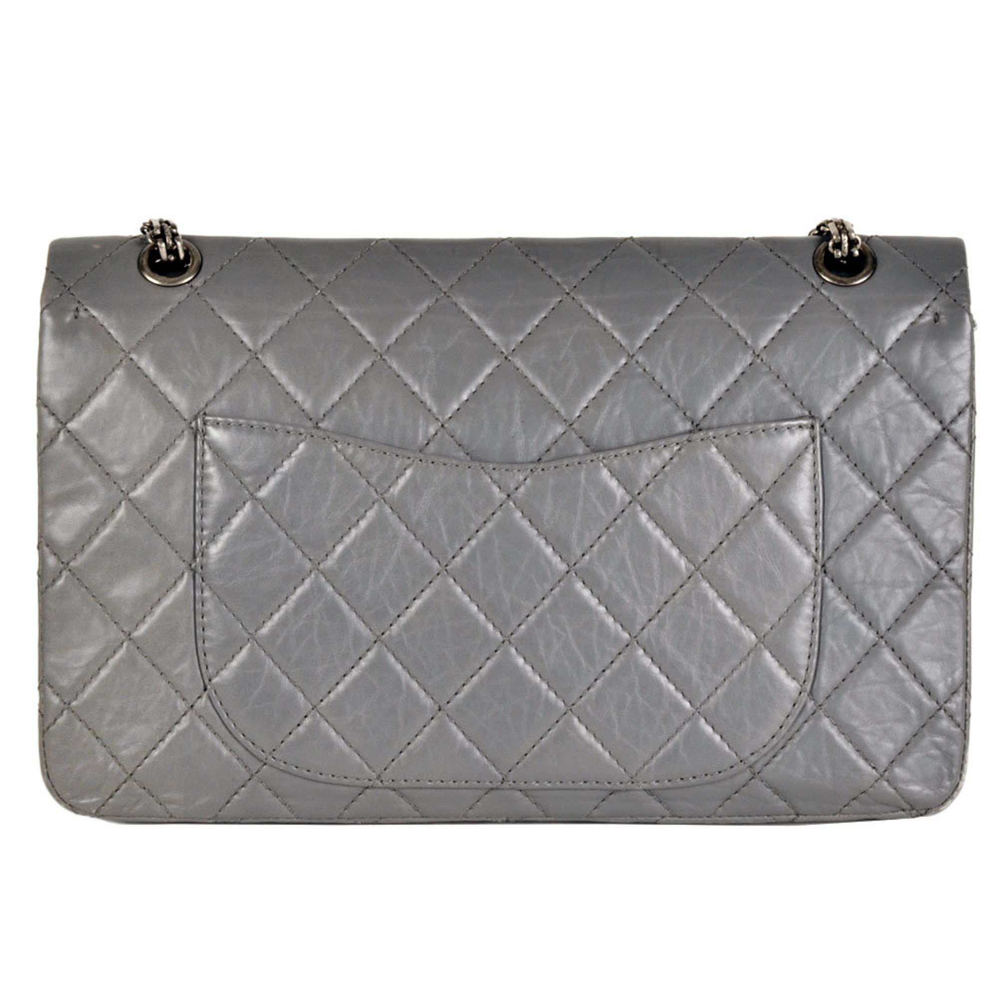 Chanel Gray Leather Shoulder Bag