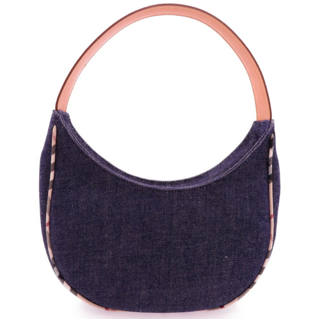 Burberry Beige Navy Denim Leather Shoulder Bag