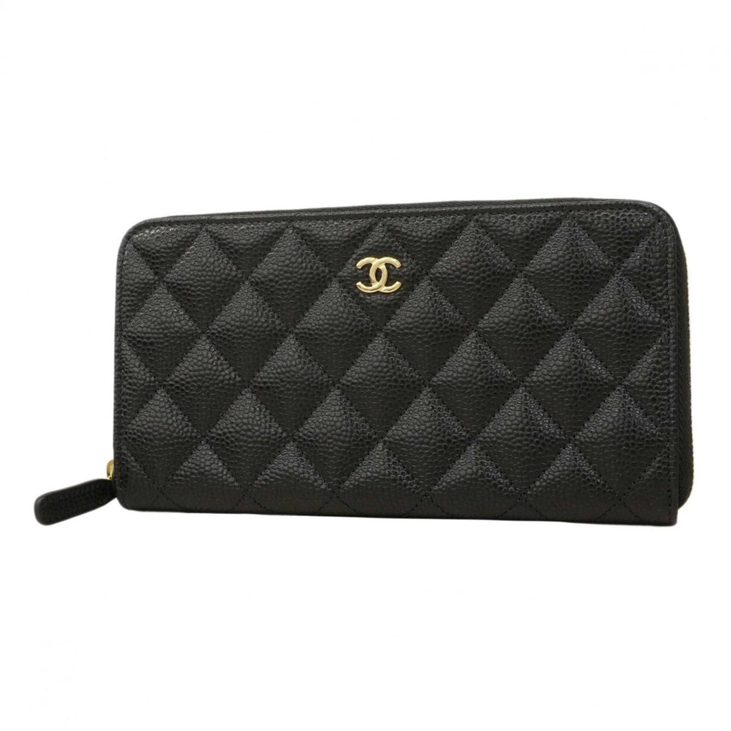 Chanel Black Grained Calfskin Long Wallet (Bi-Fold)
