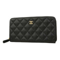 Chanel Black Grained Calfskin Long Wallet (Bi-Fold)