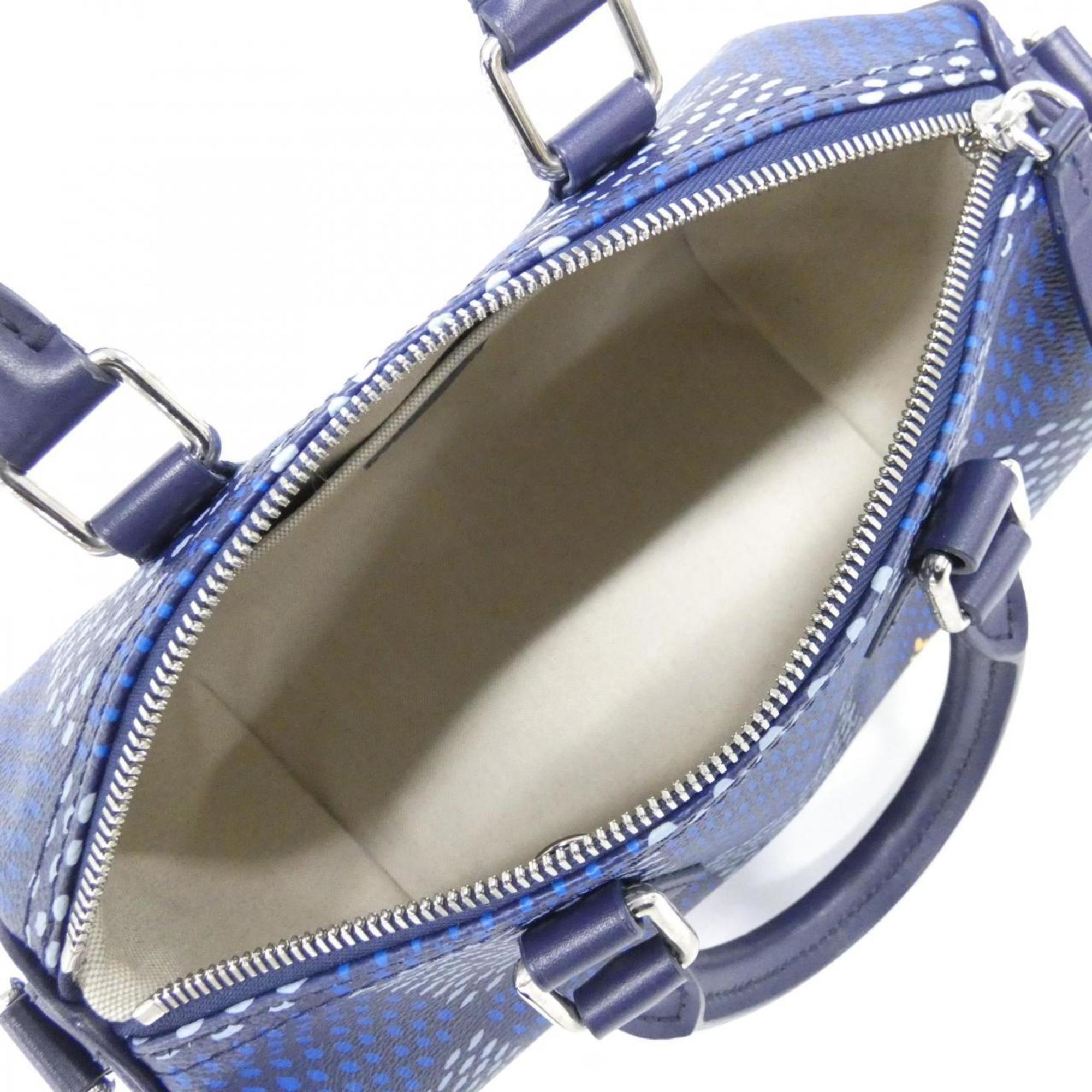Louis Vuitton Blue Coated Canvas Boston Bag