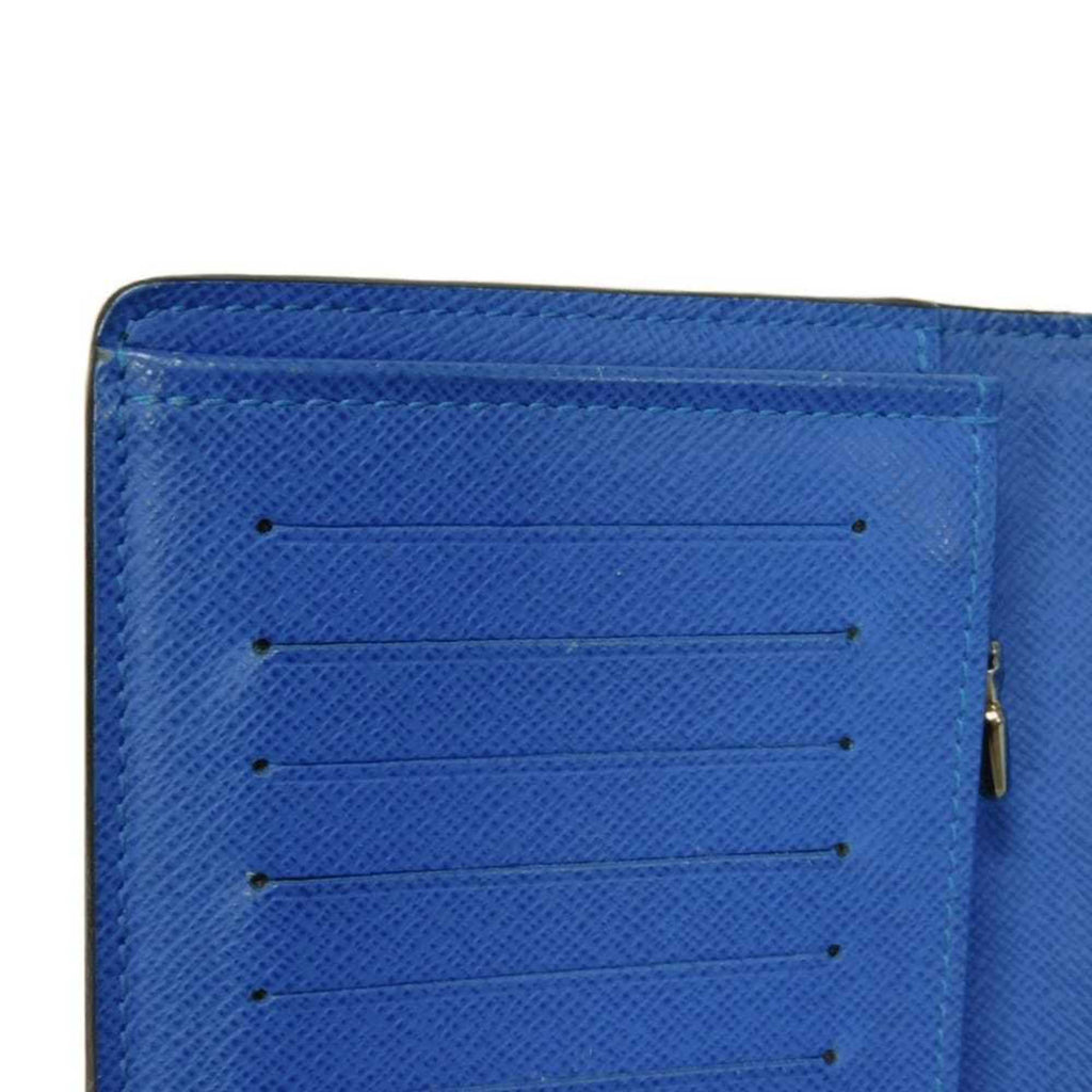 Louis Vuitton Black Blue Noir Taiga Leather Long Wallet