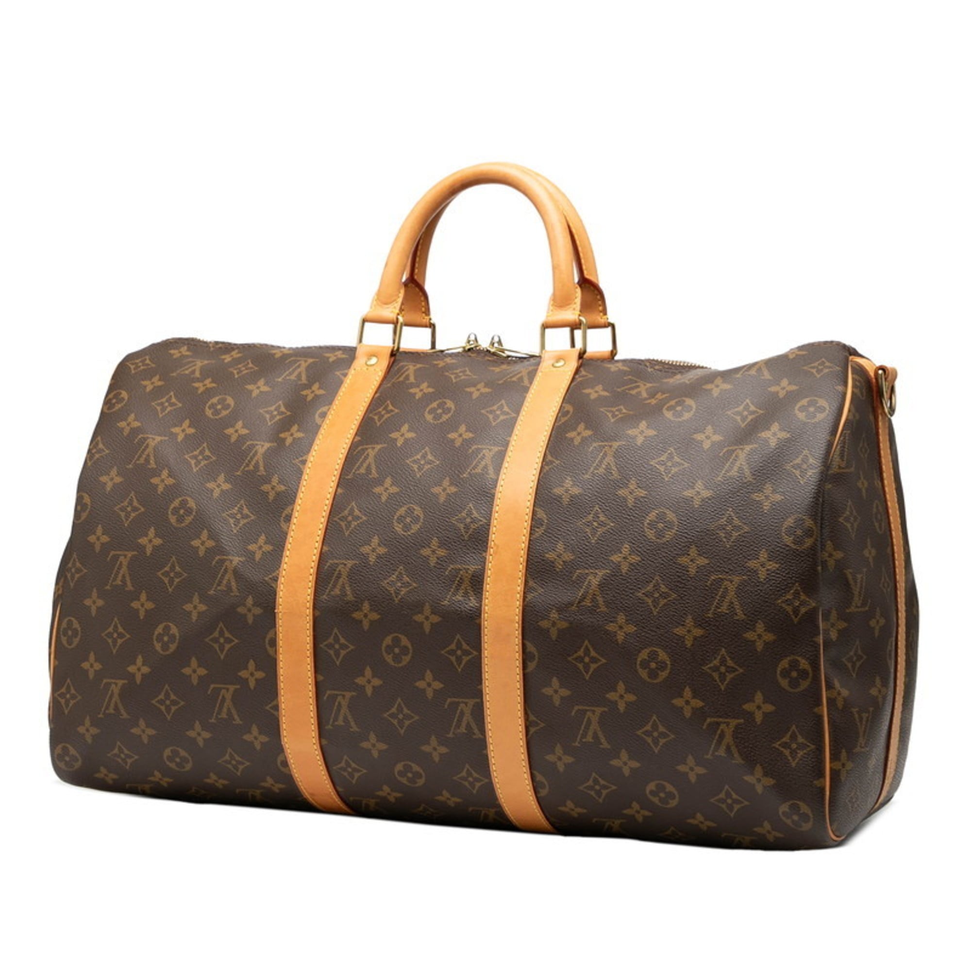 Louis Vuitton Brown Pvc Leather Boston Bag Shoulder Bag