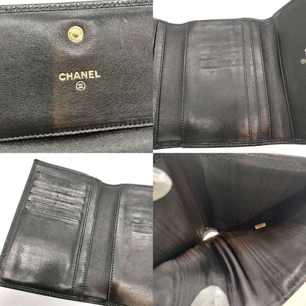 Chanel Black Grained Calfskin Wallet (Tri-Fold)