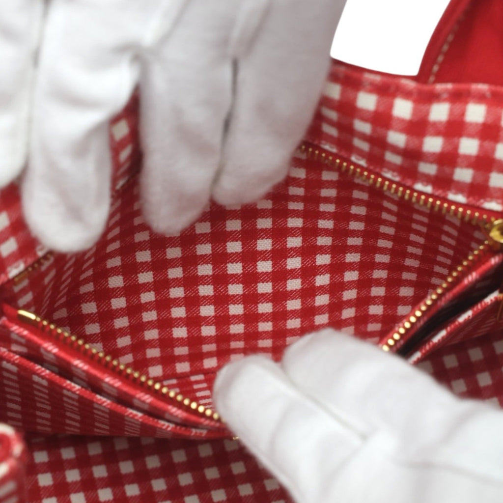 Prada Red Color Canvas Tote Bag