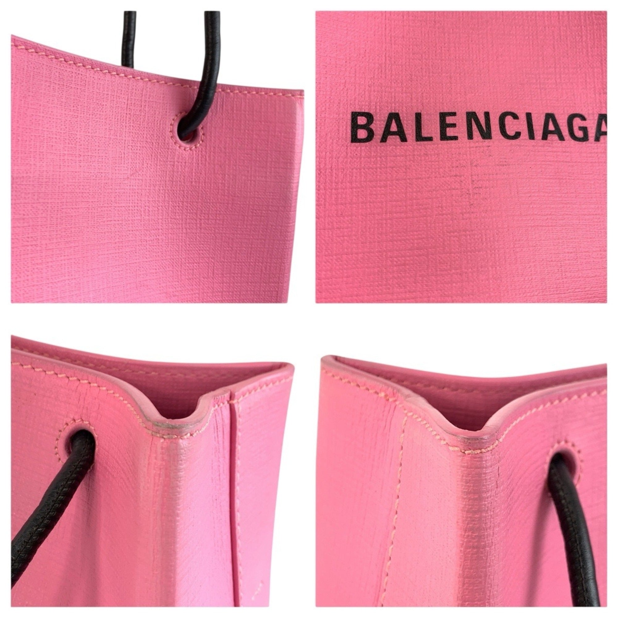 Balenciaga Black Pink Leather Shoulder Bag Tote