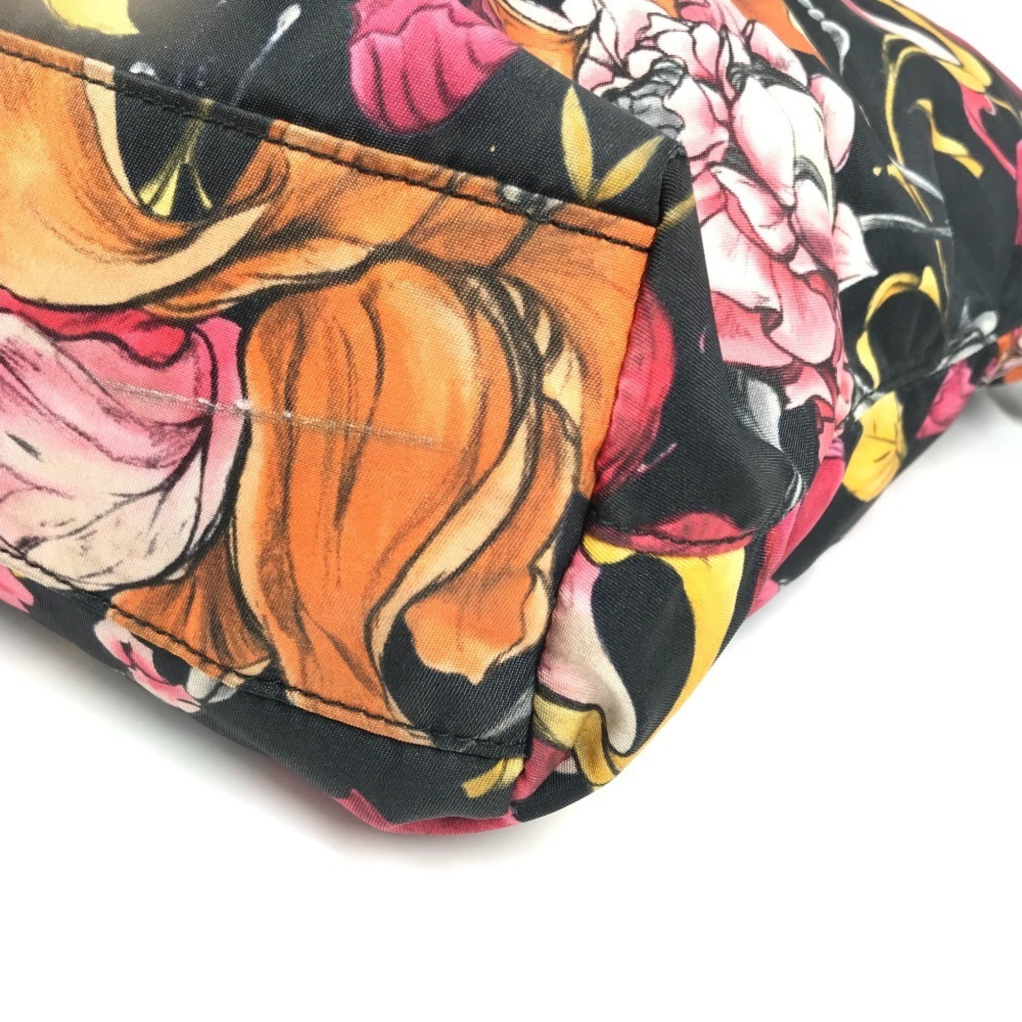Prada Black Multi-Color Leather Nylon Handbag Shoulder Bag Tote Bag