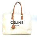 Celine Cabas Beige Canvas Leather Shoulder Bag Tote Bag