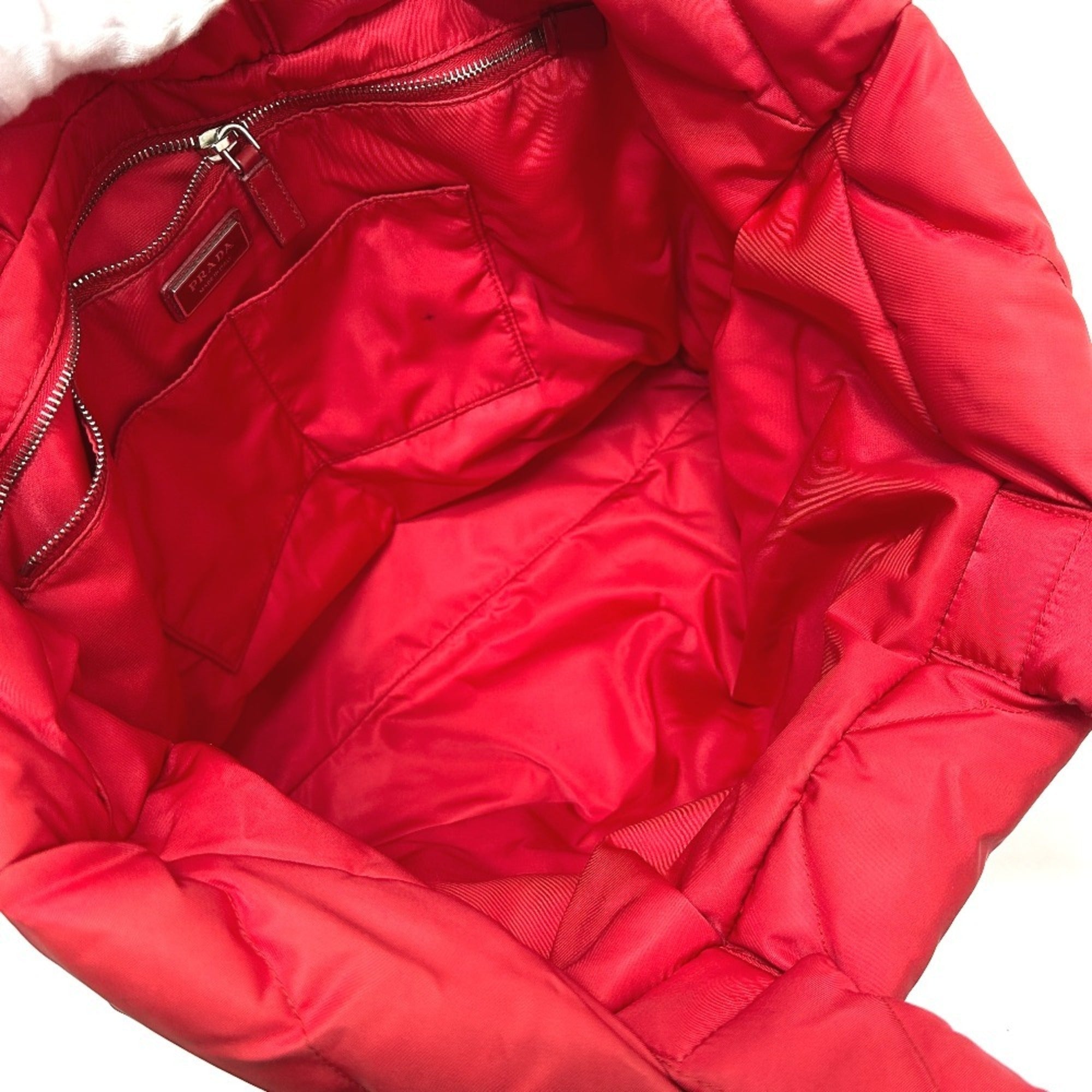Prada Red Color Nylon Tote Bag