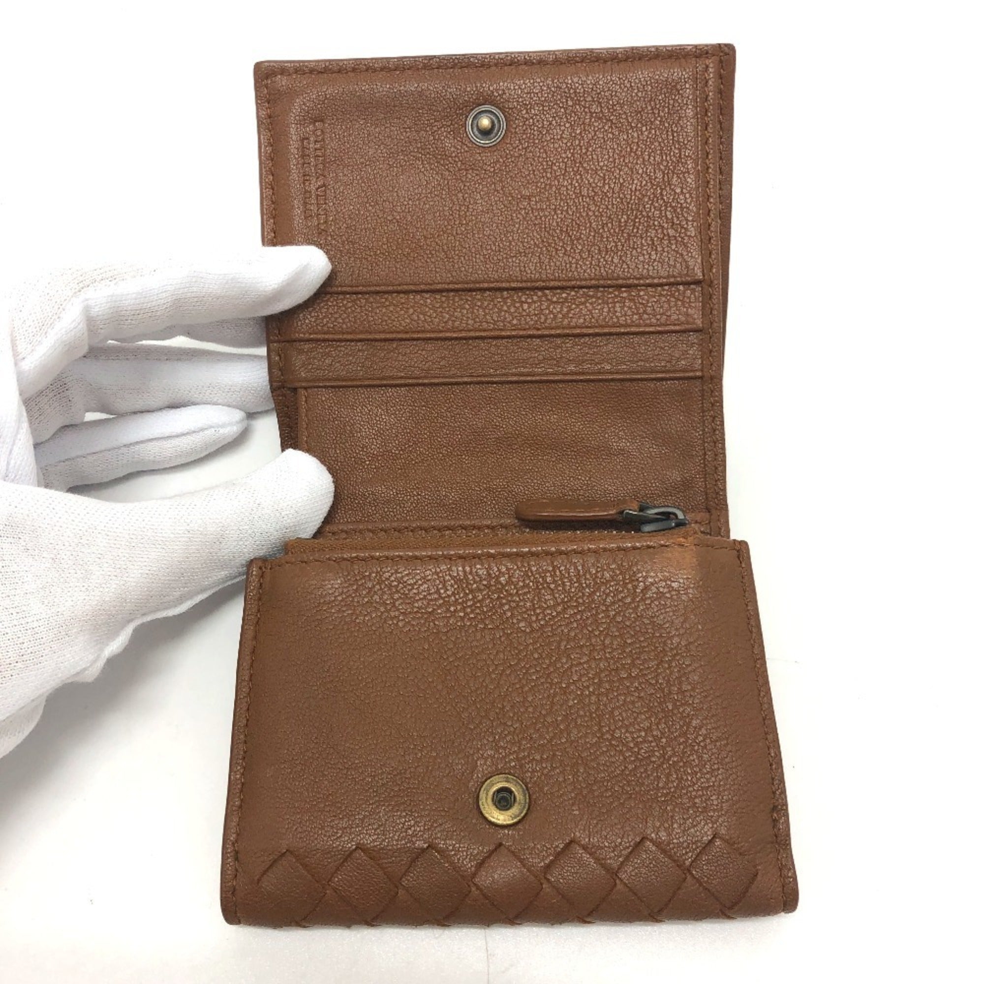 Bottega Veneta Intrecciato Brown Leather Wallet (Tri-Fold)