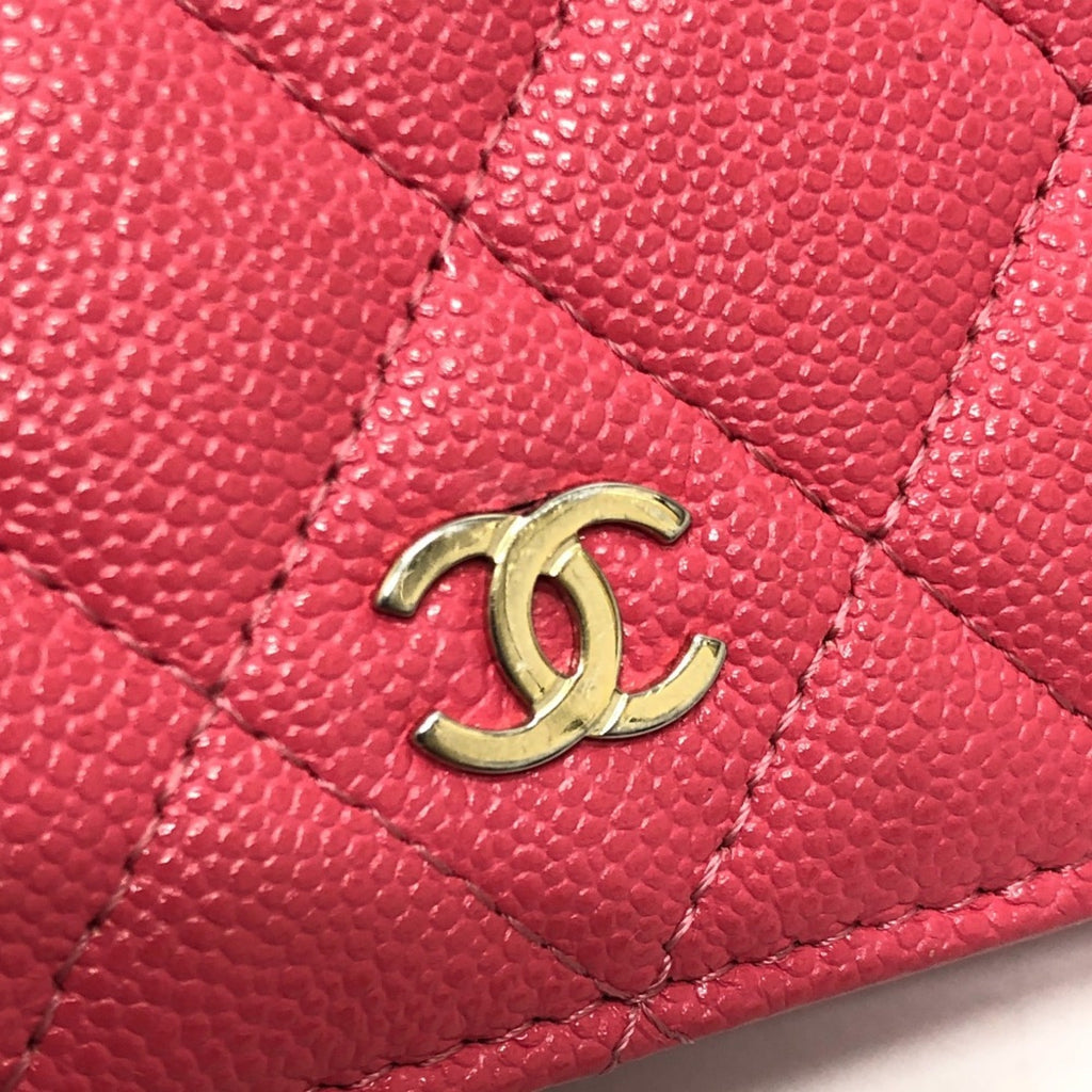 Chanel Pink Grained Calfskin Wallet (Bi-Fold)