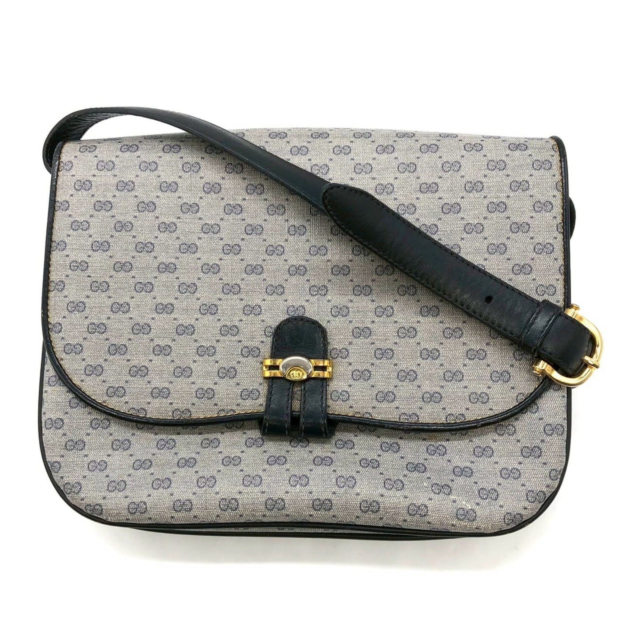 Gucci Navy Micro Gg Leather Leather Shoulder Bag (Pre-Owned)