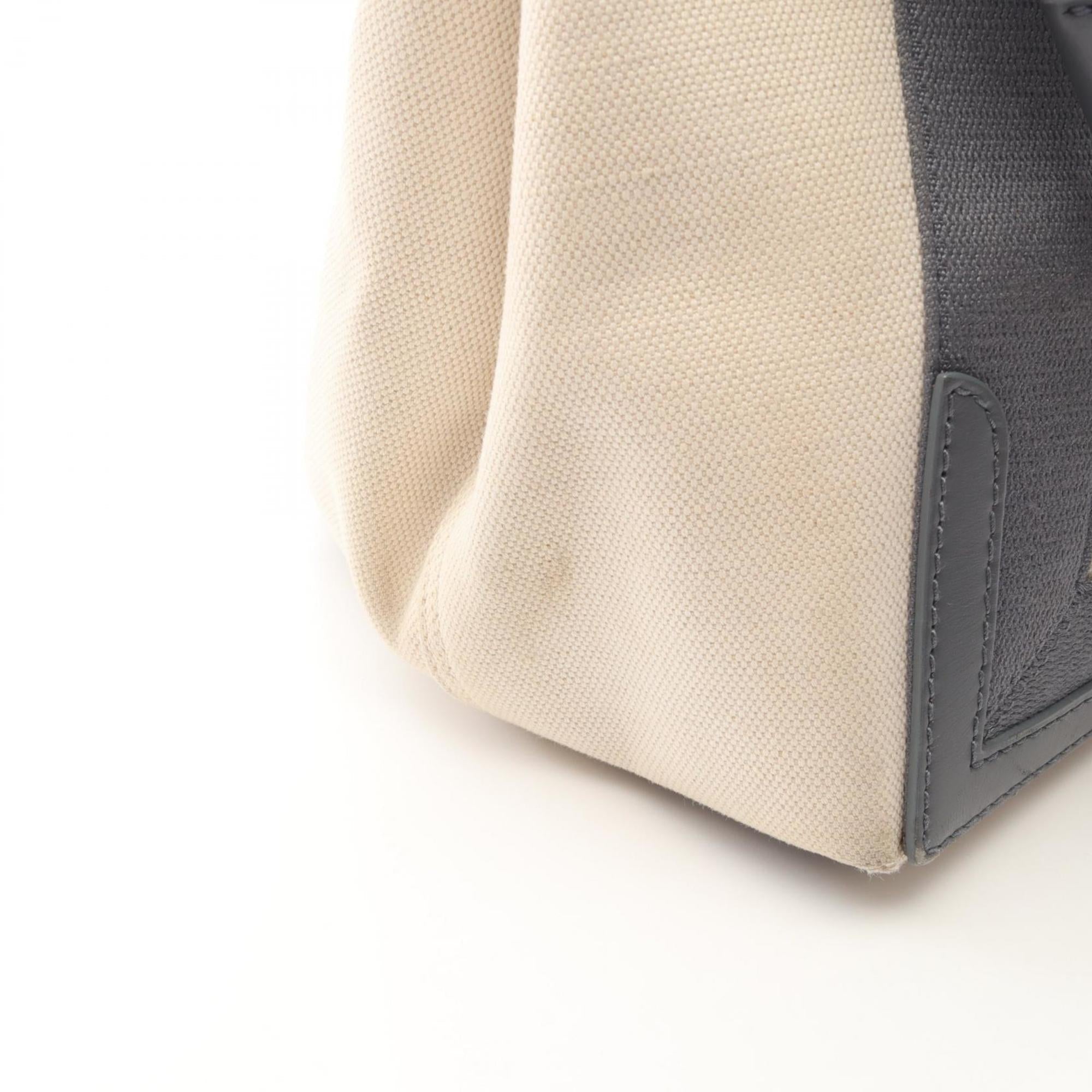 Balenciaga Gray Navy White Canvas Leather Handbag Tote