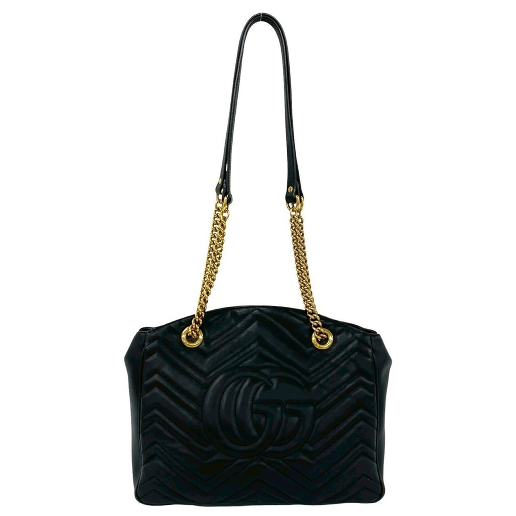 Gucci Black Leather Shoulder Bag Tote Bag (Pre-Owned)