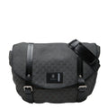 Gucci Black Canvas Leather Messenger Bag Shoulder Bag (Pre-Owned)