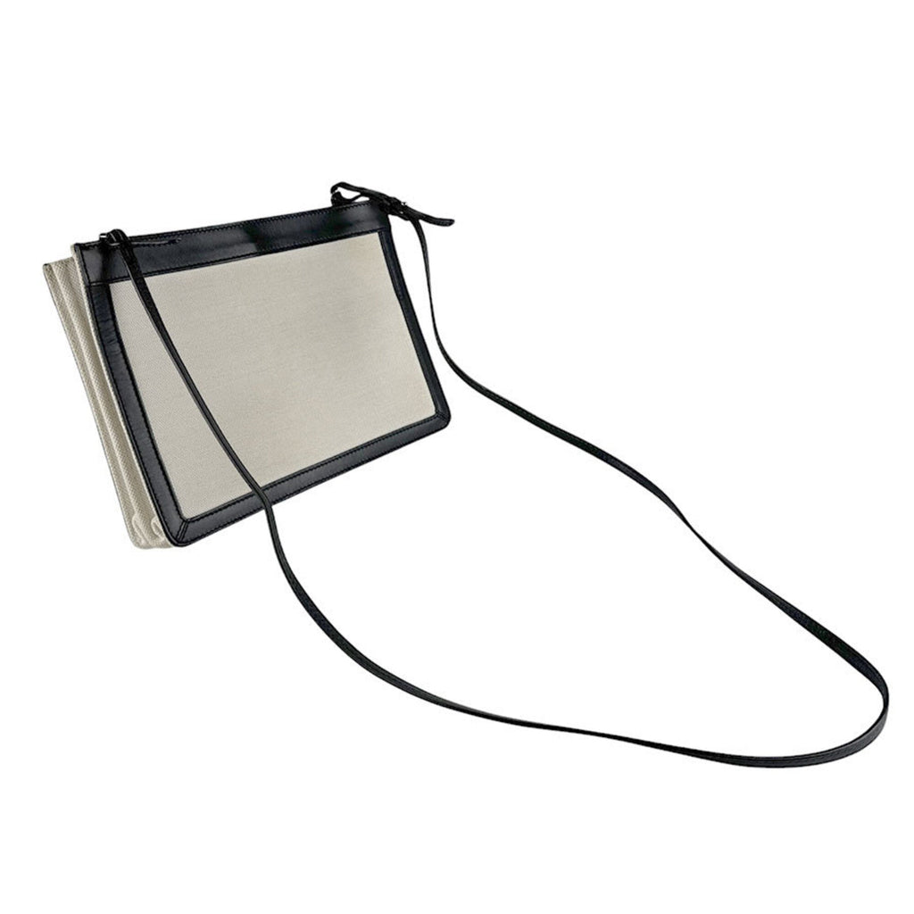 Balenciaga Black Ivory Canvas Leather Shoulder