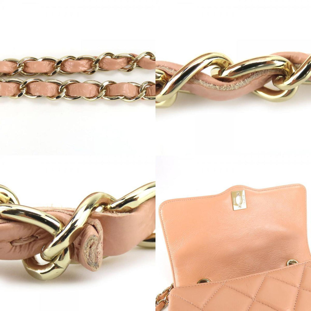 Chanel Beige Peach Leather Shoulder Bag