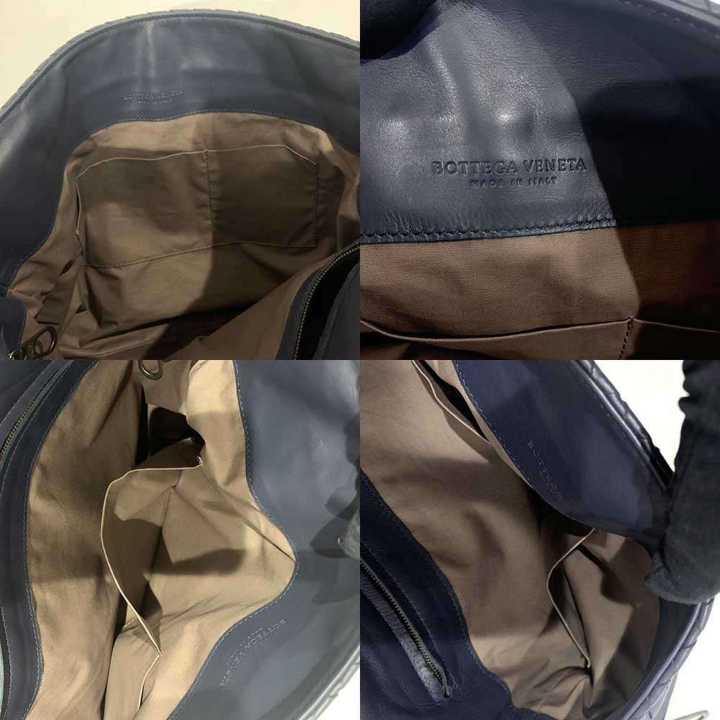Bottega Veneta Intrecciato Navy Leather Messenger Bag