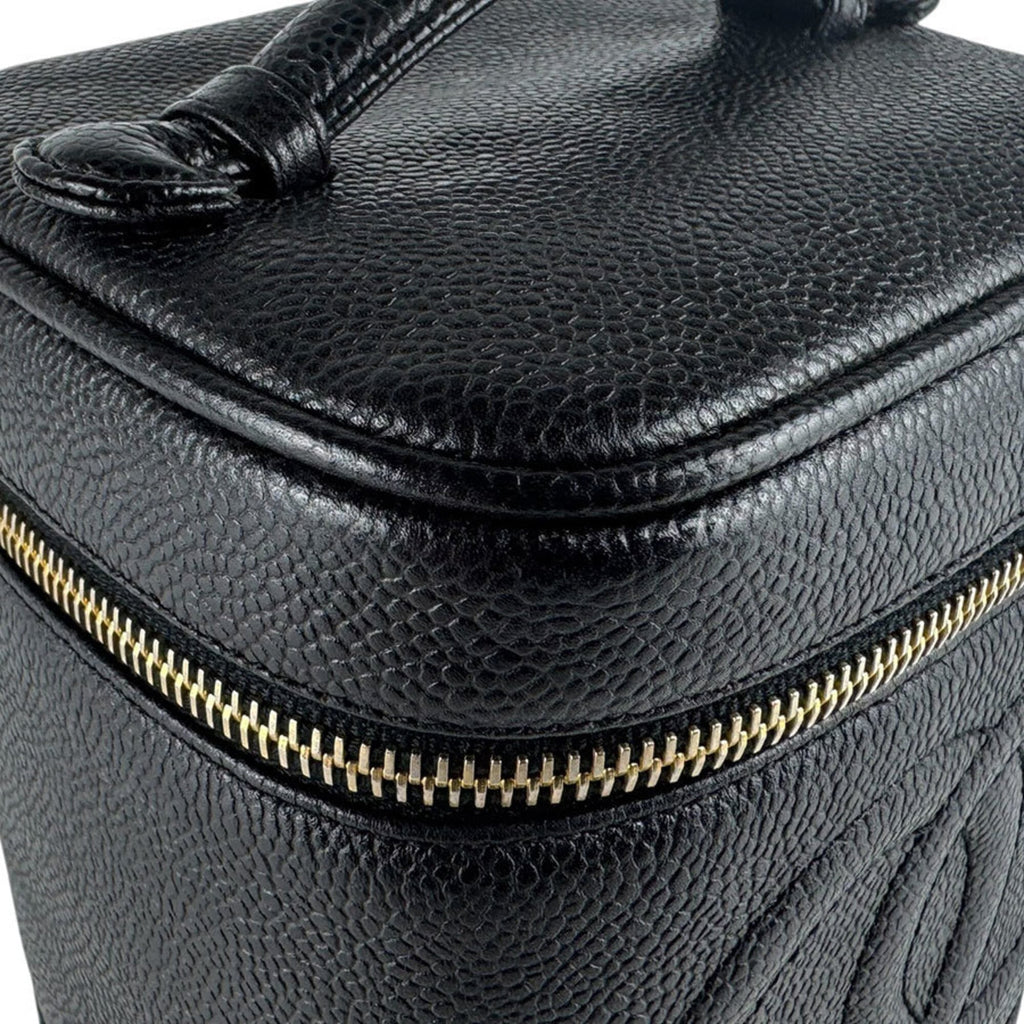 Chanel Black Grained Calfskin Handbag Vanity Bag