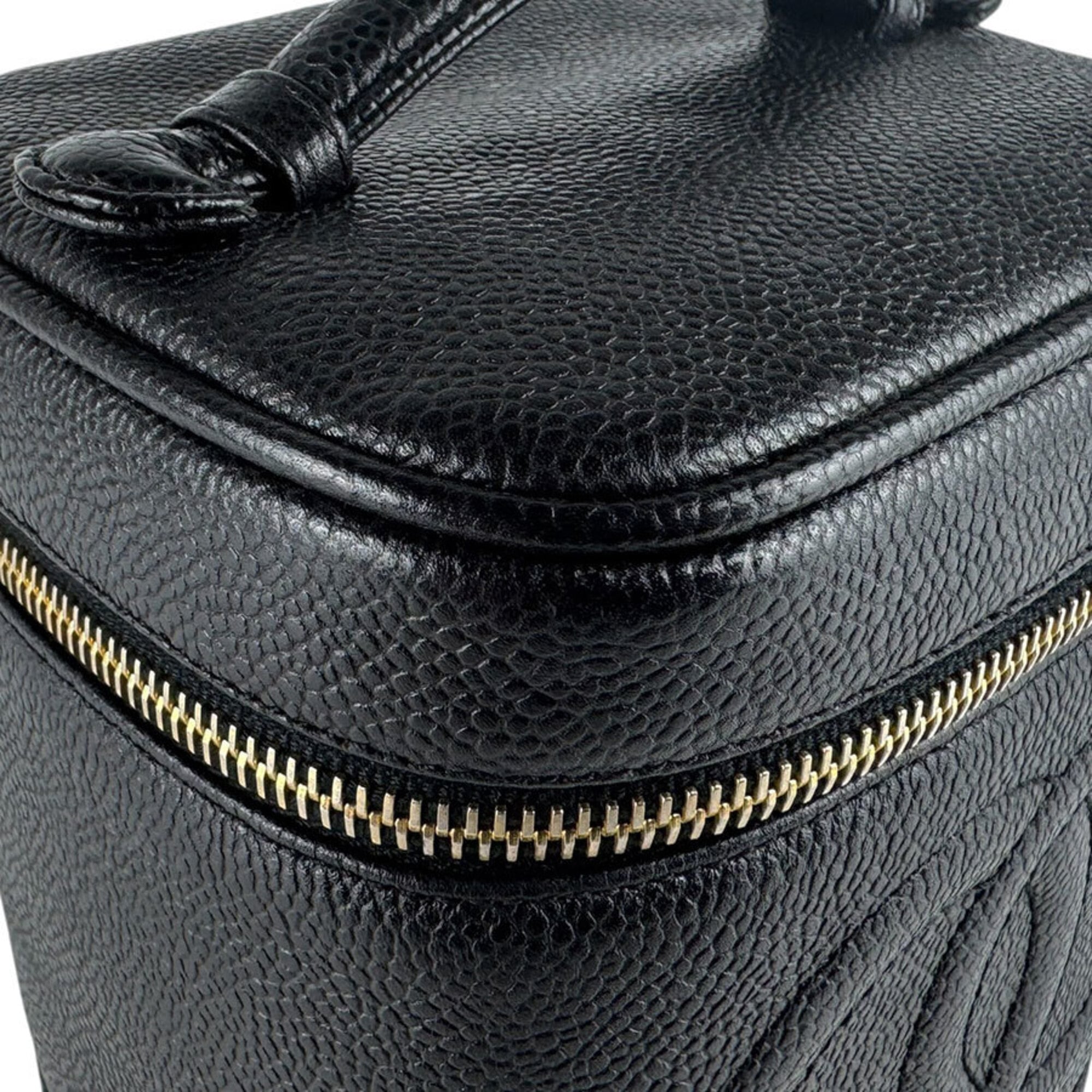 Chanel Black Grained Calfskin Handbag Vanity Bag