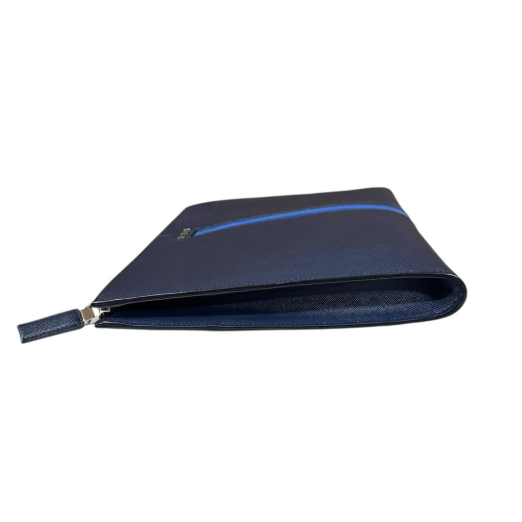 Prada Blue Navy Leather Clutch Bag