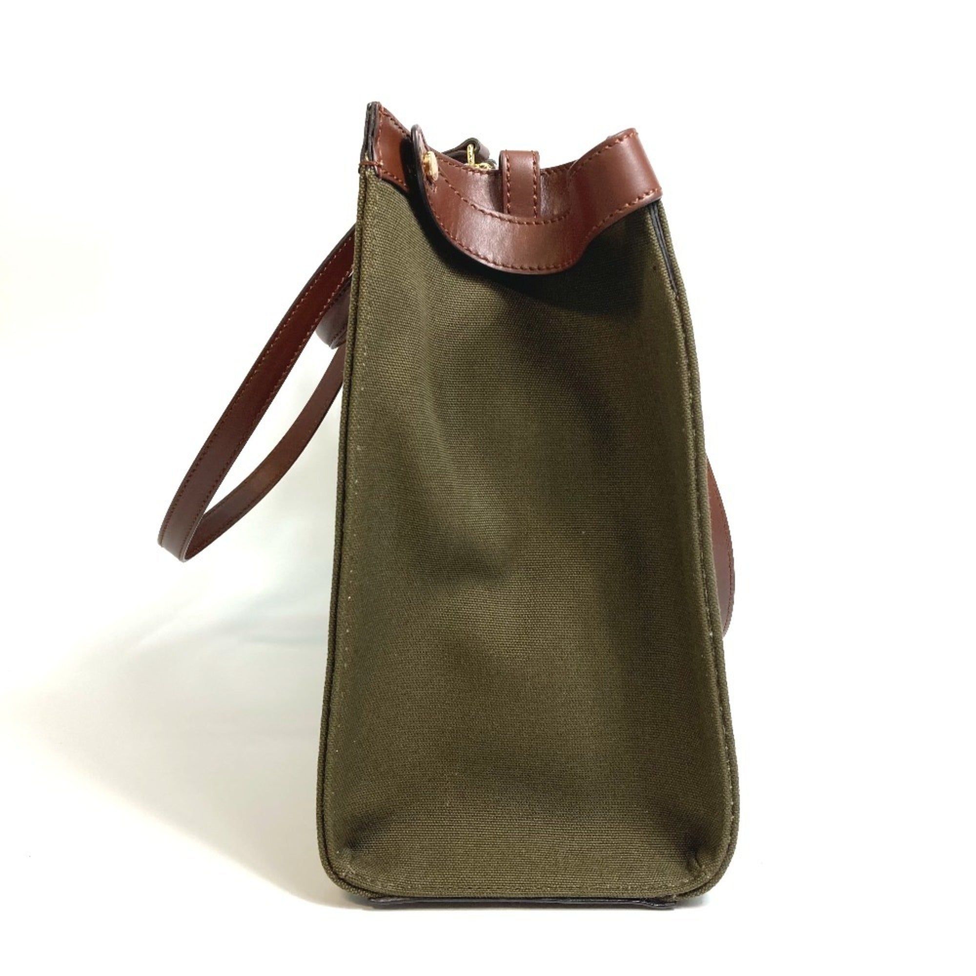 Fendi Green Cotton Shoulder Bag Tote Bag