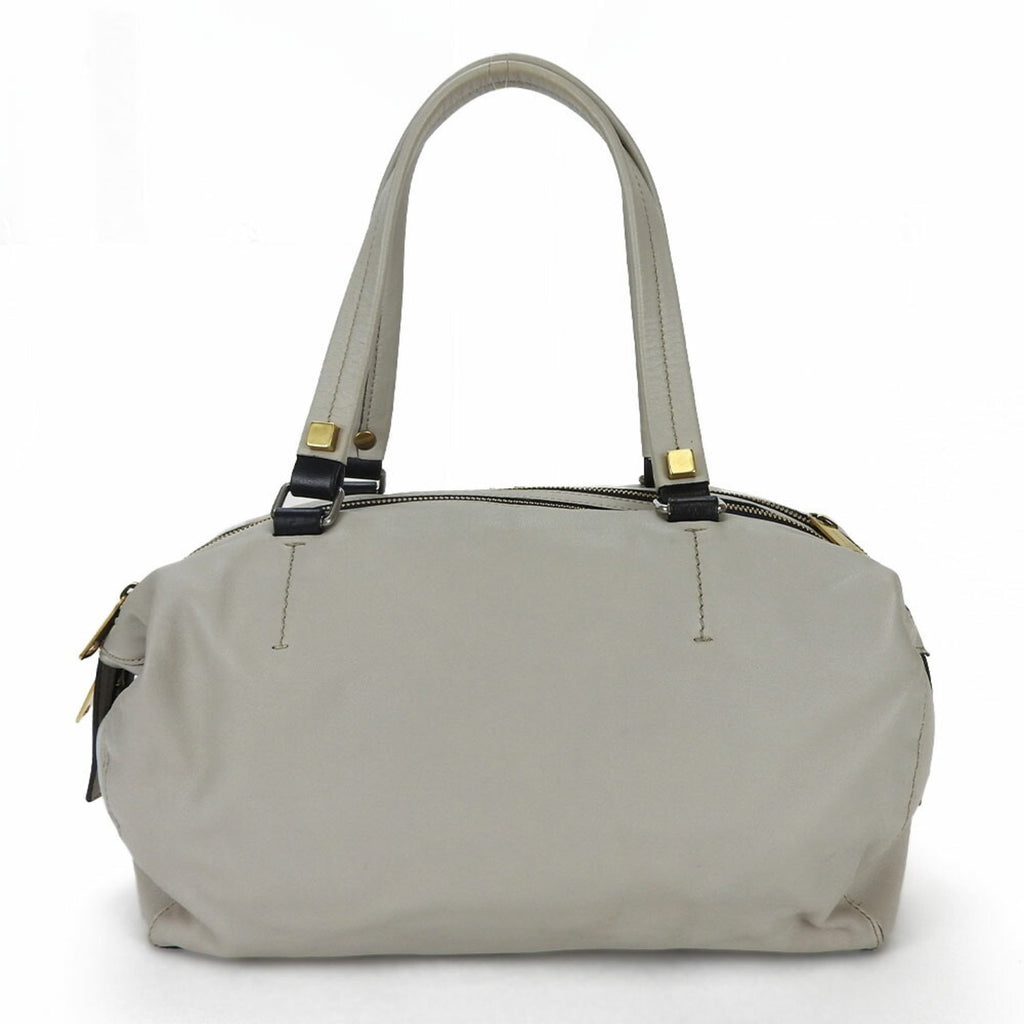 Celine Light Gray Leather Boston Bag Handbag