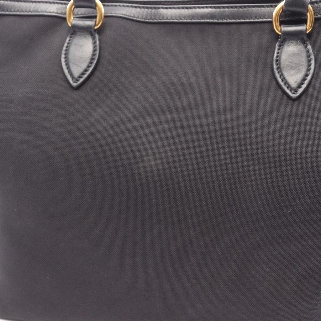Prada Black Canvas Leather Tote Bag