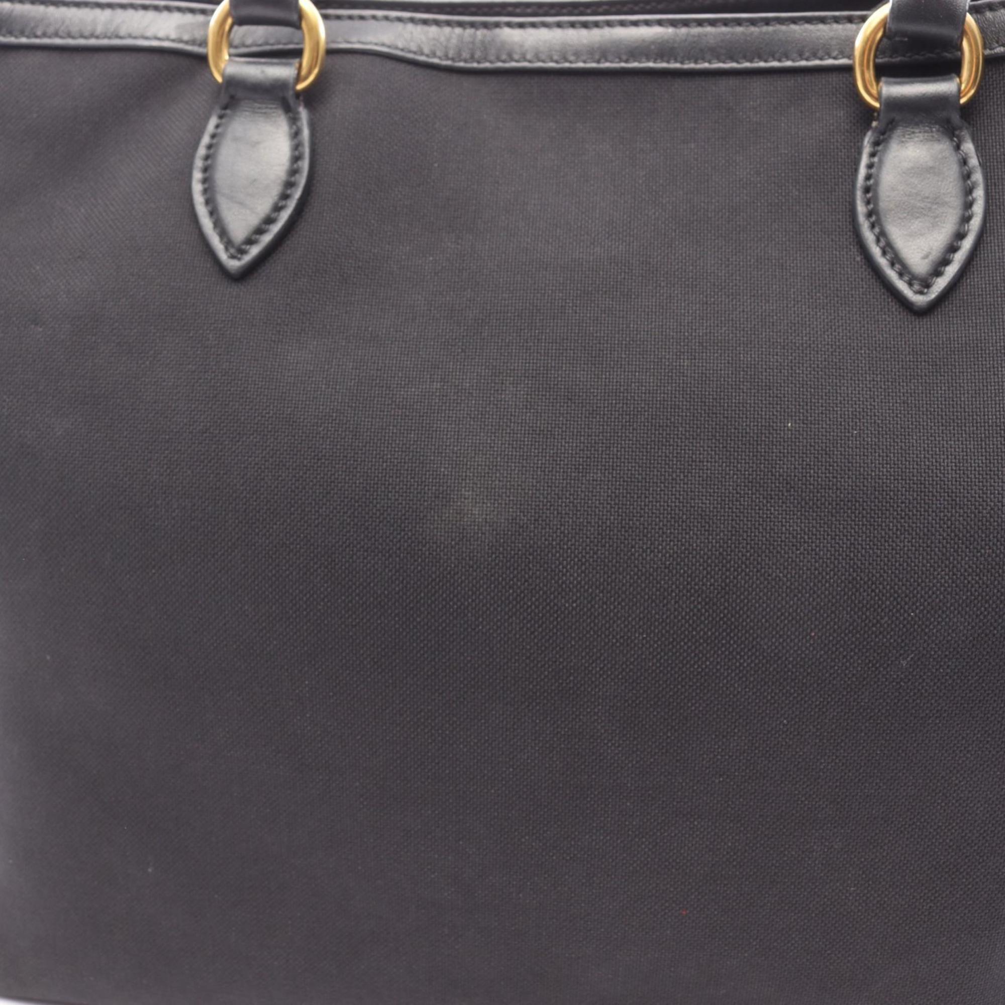 Prada Black Canvas Leather Tote Bag