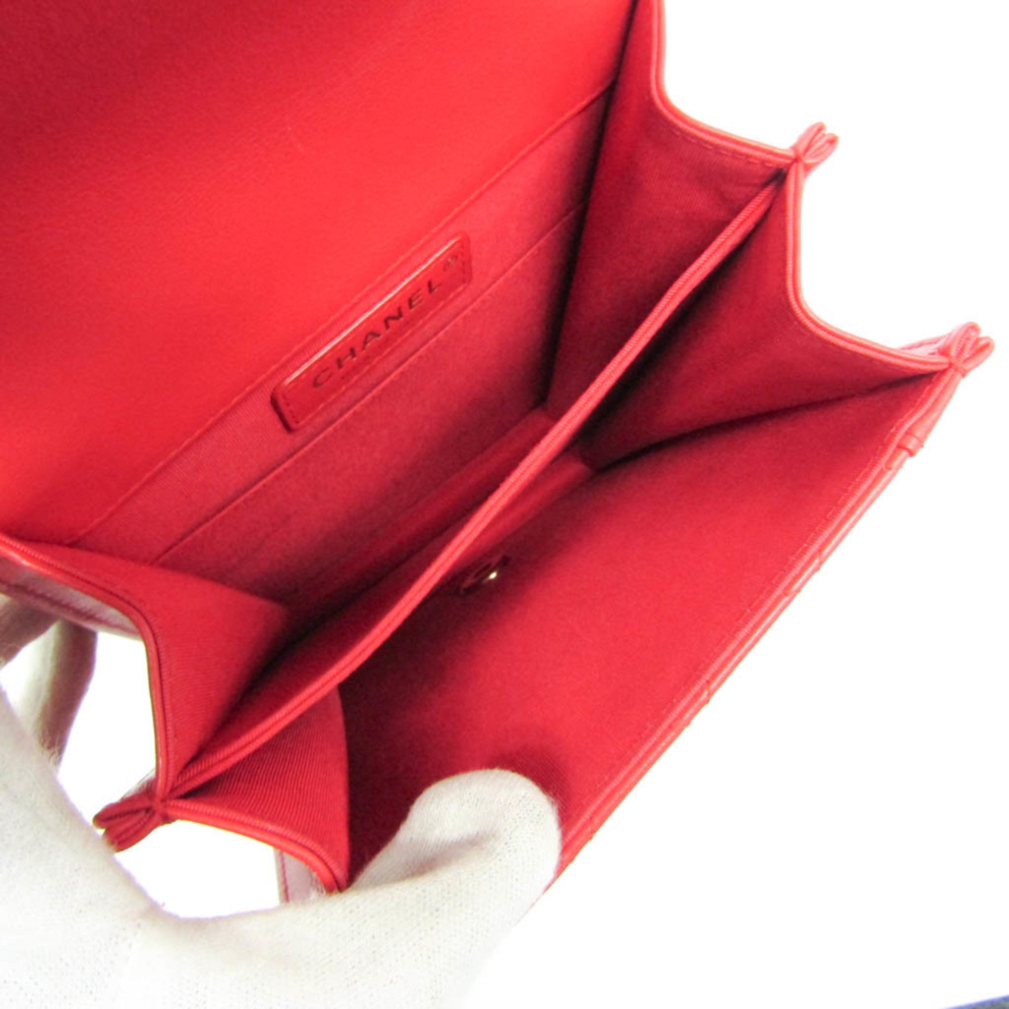 Chanel Boy Chanel Red Color Leather Shoulder Bag