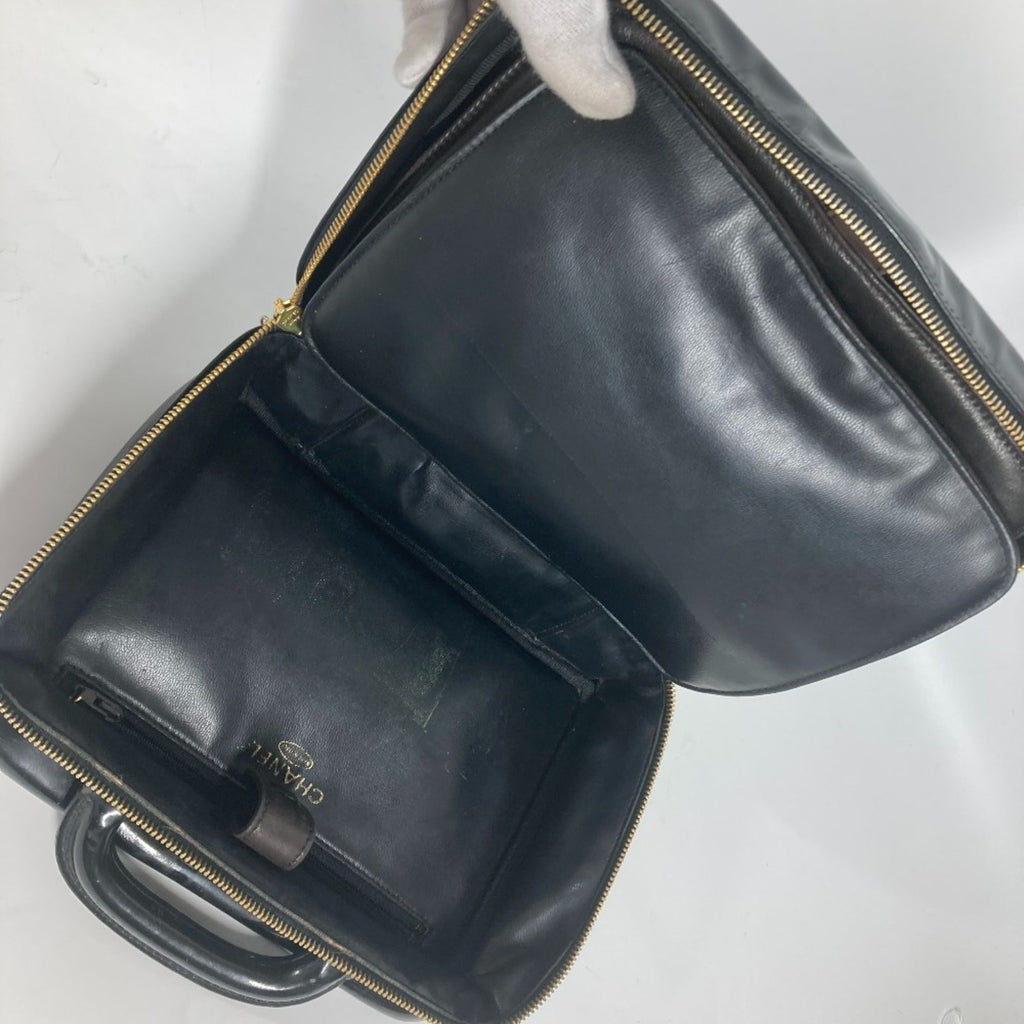 Chanel Black Leather Handbag Vanity Bag
