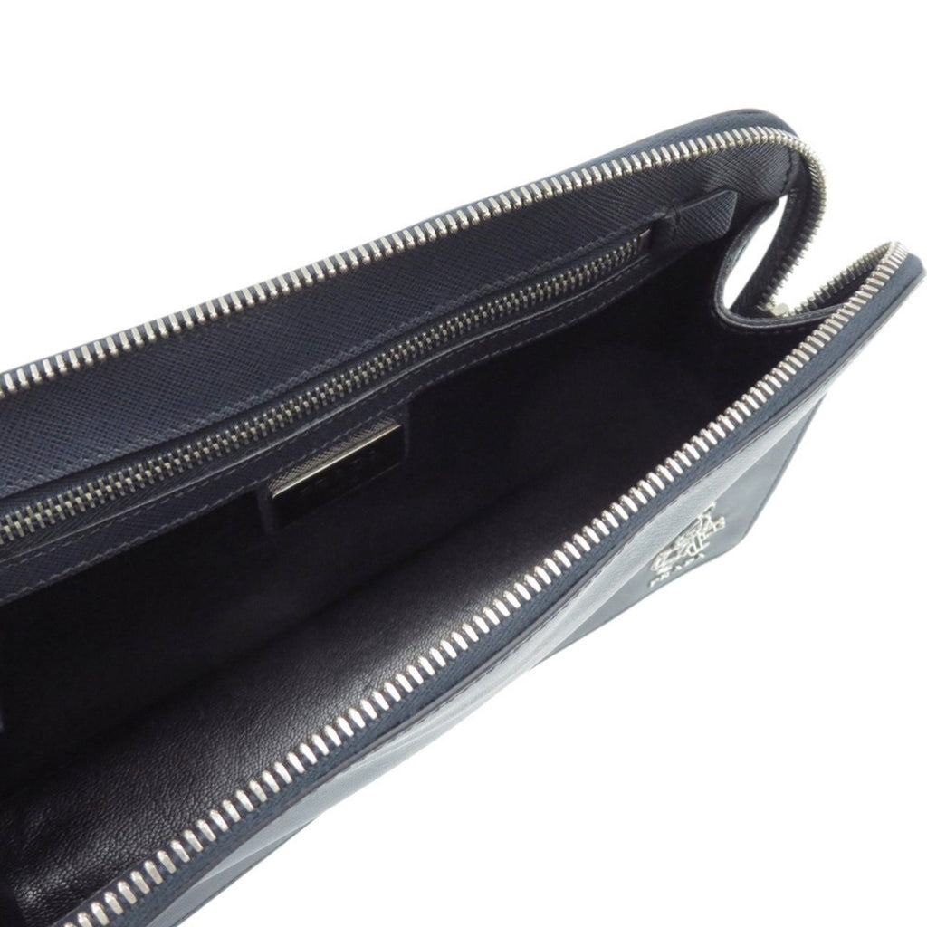 Prada Saffiano Navy Saffiano Triangle Clutch Bag