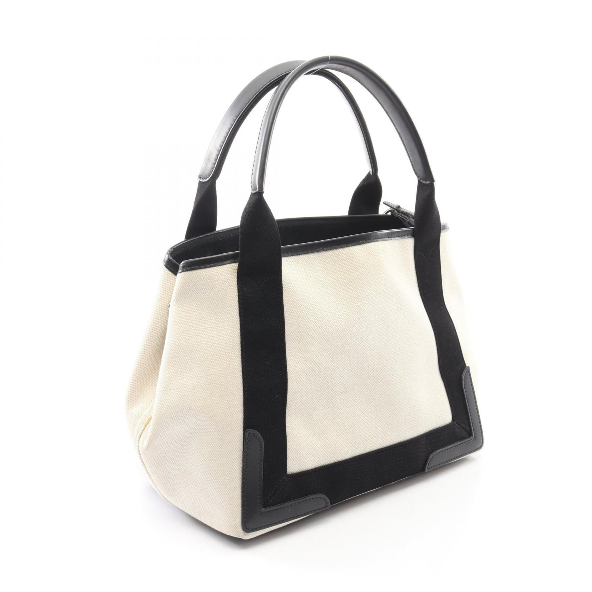Balenciaga Black Ivory Canvas Leather Handbag Pouch Tote