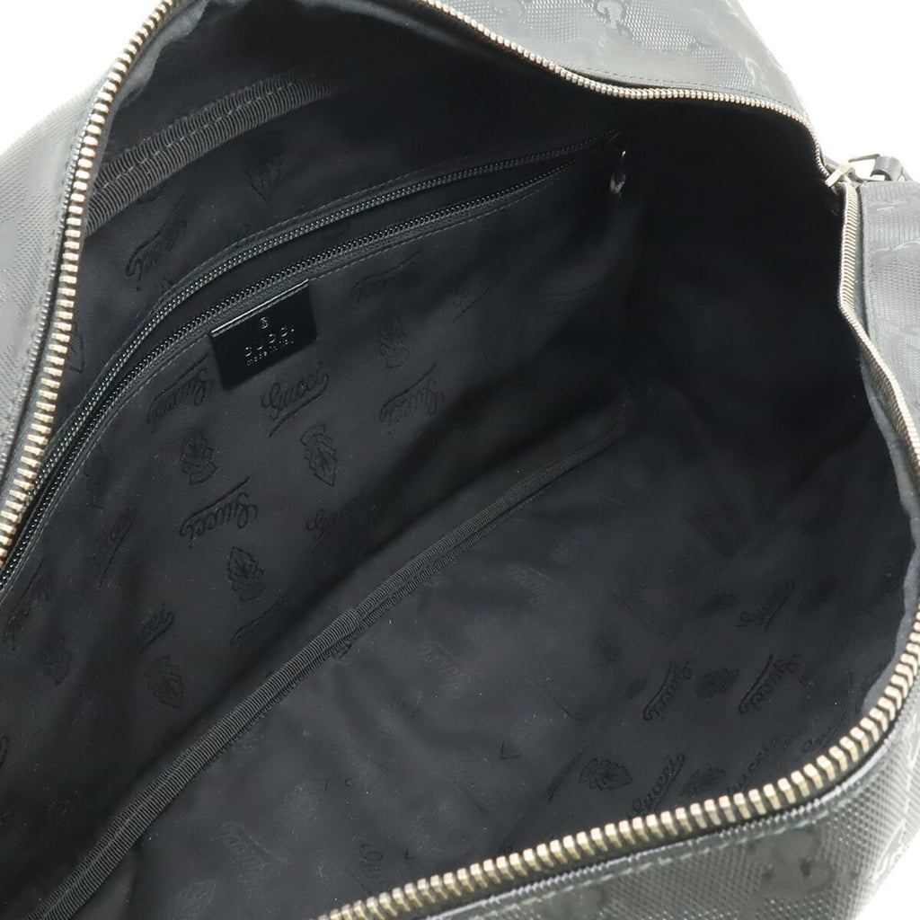 Gucci Gg Imprimé Black Coated Canvas Leather Handbag Shoulder Bag (Pre-Owned)