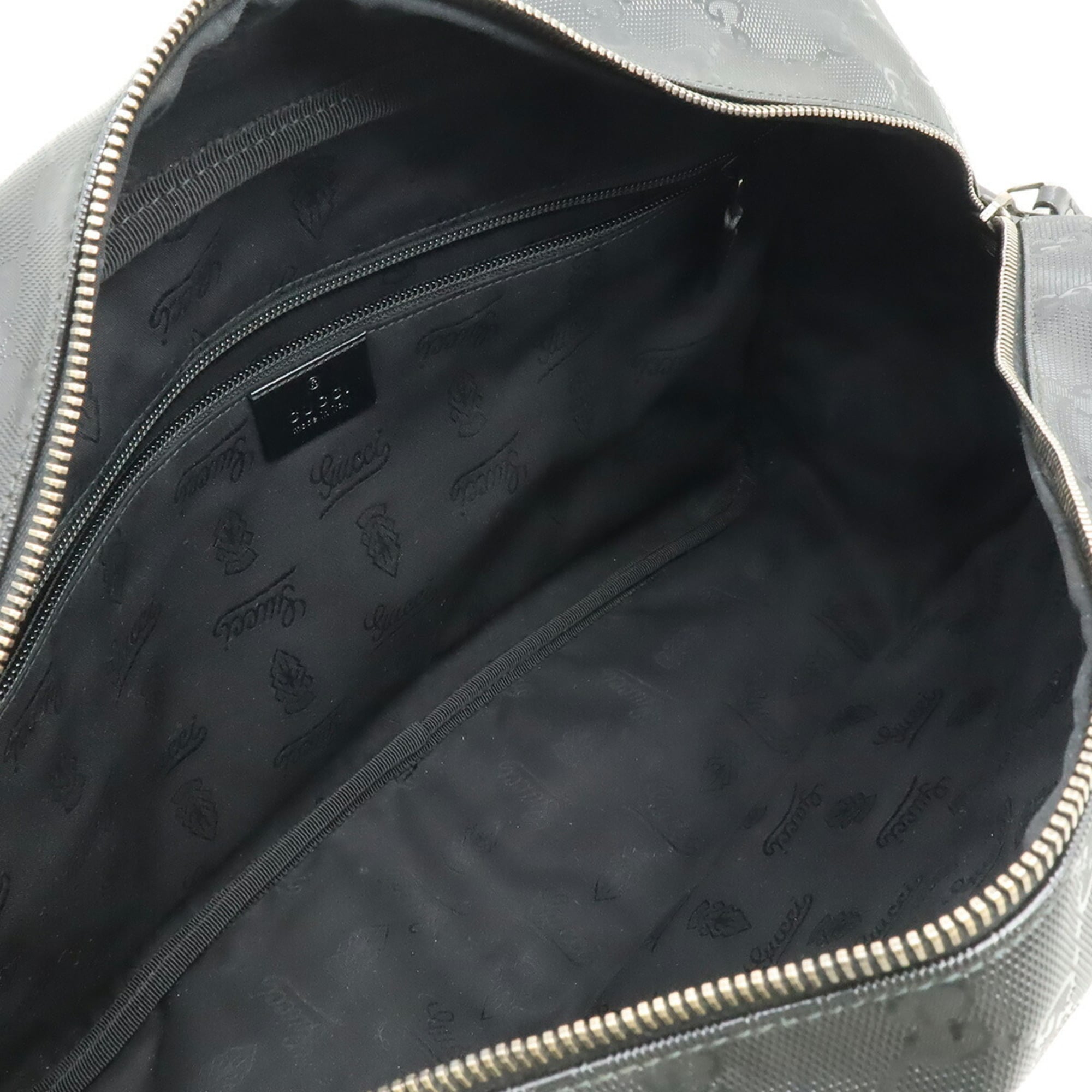 Gucci Gg Imprimé Black Coated Canvas Leather Handbag Shoulder Bag (Pre-Owned)