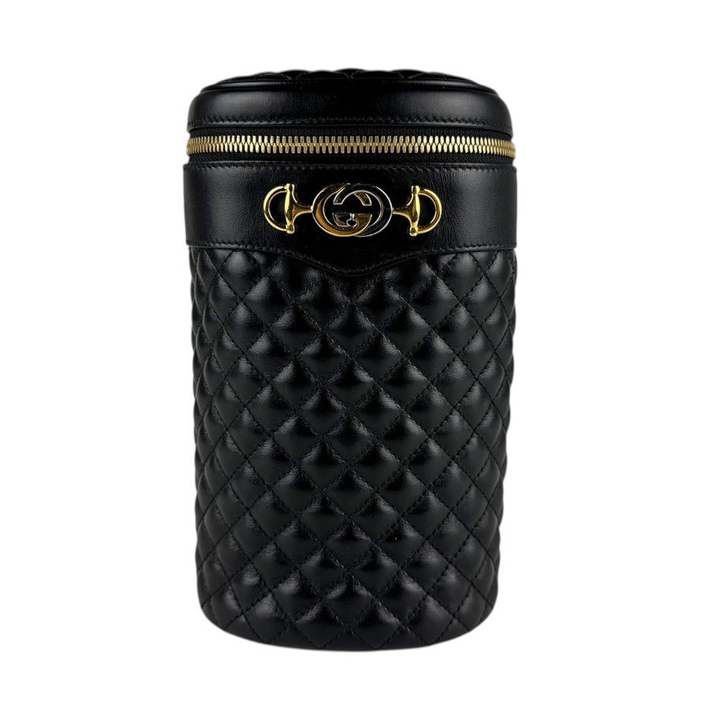 Gucci Black Gold Leather Metal Shoulder Bag (Pre-Owned)