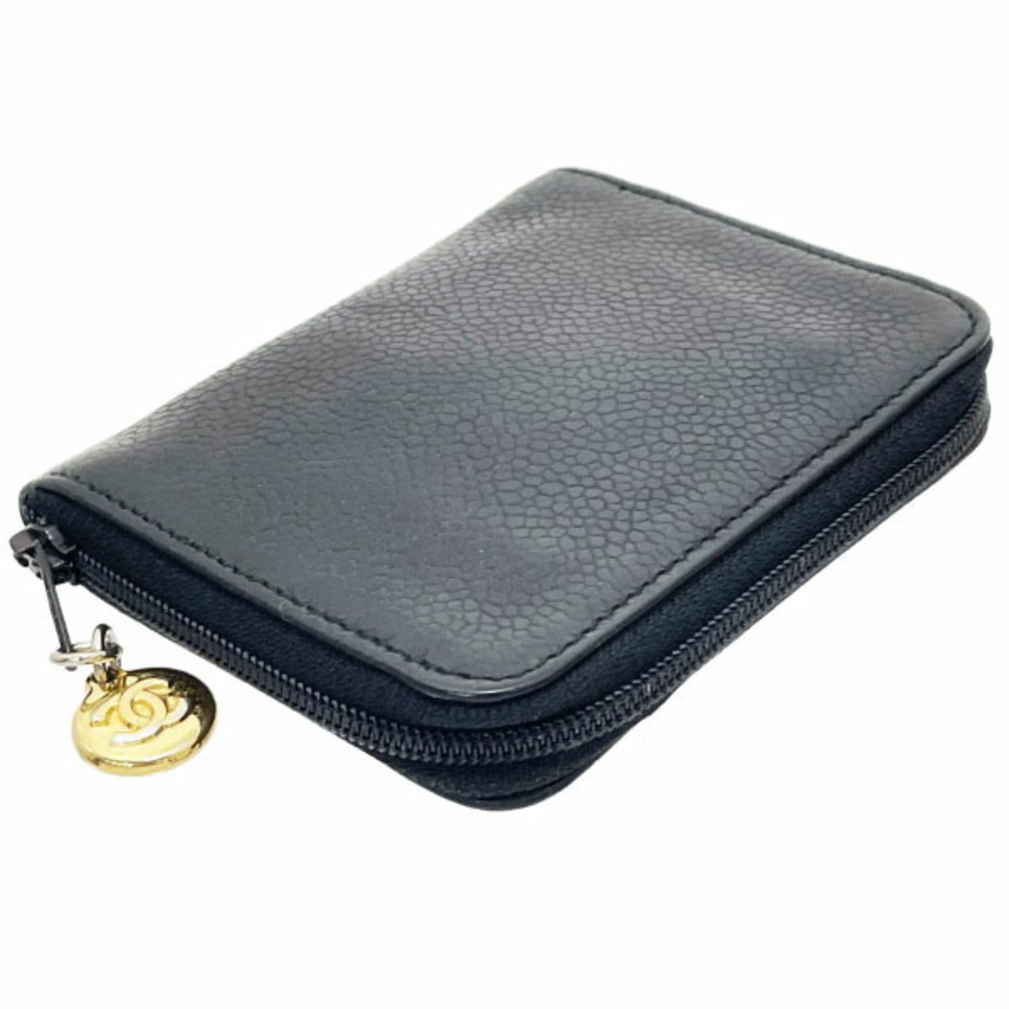 Chanel Black Grained Calfskin Coin Purse/Coin Case