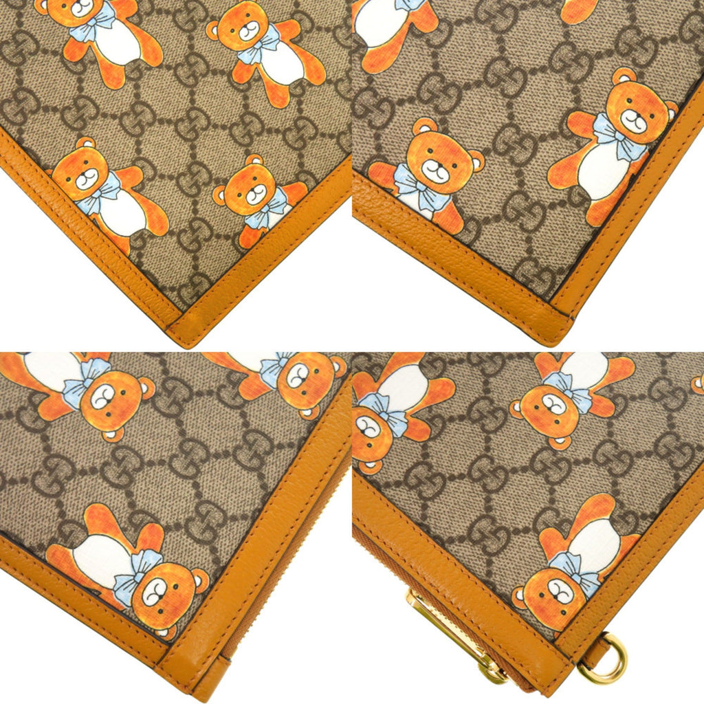 Gucci Beige Yellow Gg Supreme Canvas Leather Clutch Bag (Pre-Owned)