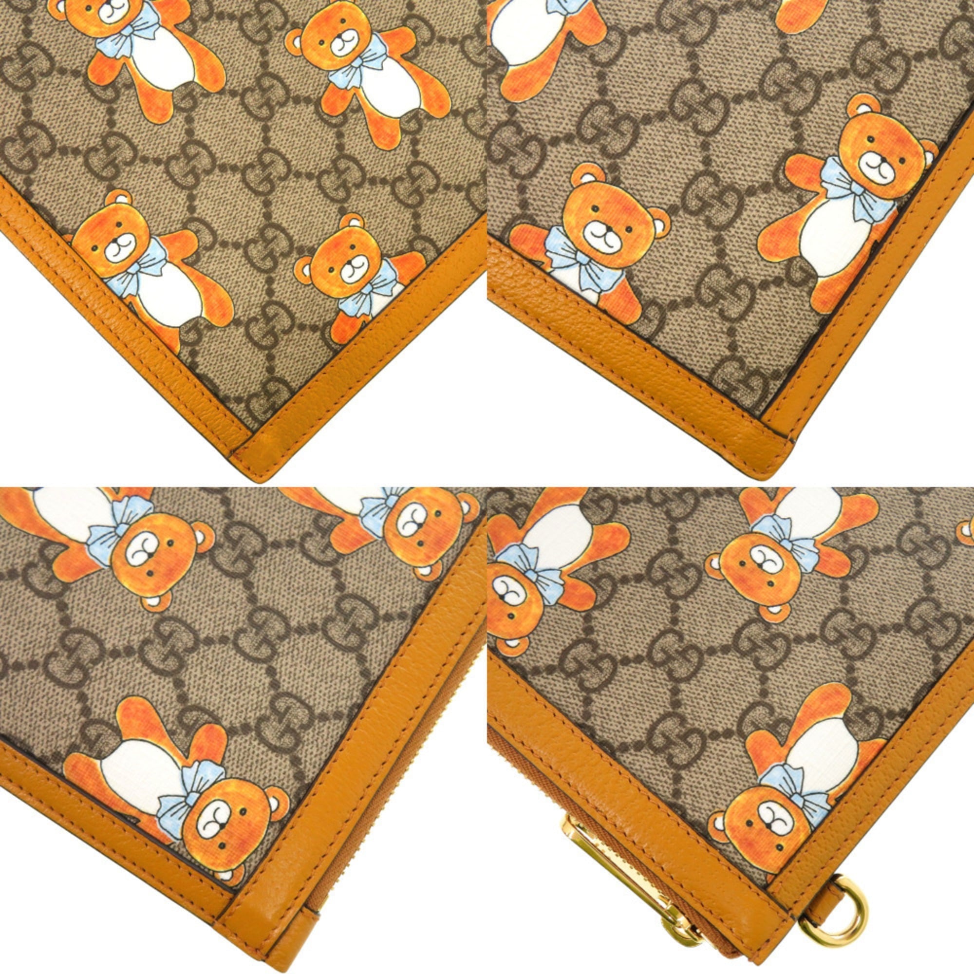 Gucci Beige Yellow Gg Supreme Canvas Leather Clutch Bag (Pre-Owned)