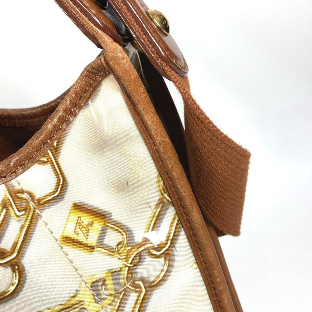 Louis Vuitton Brown White Vinyl Leather Shoulder Bag