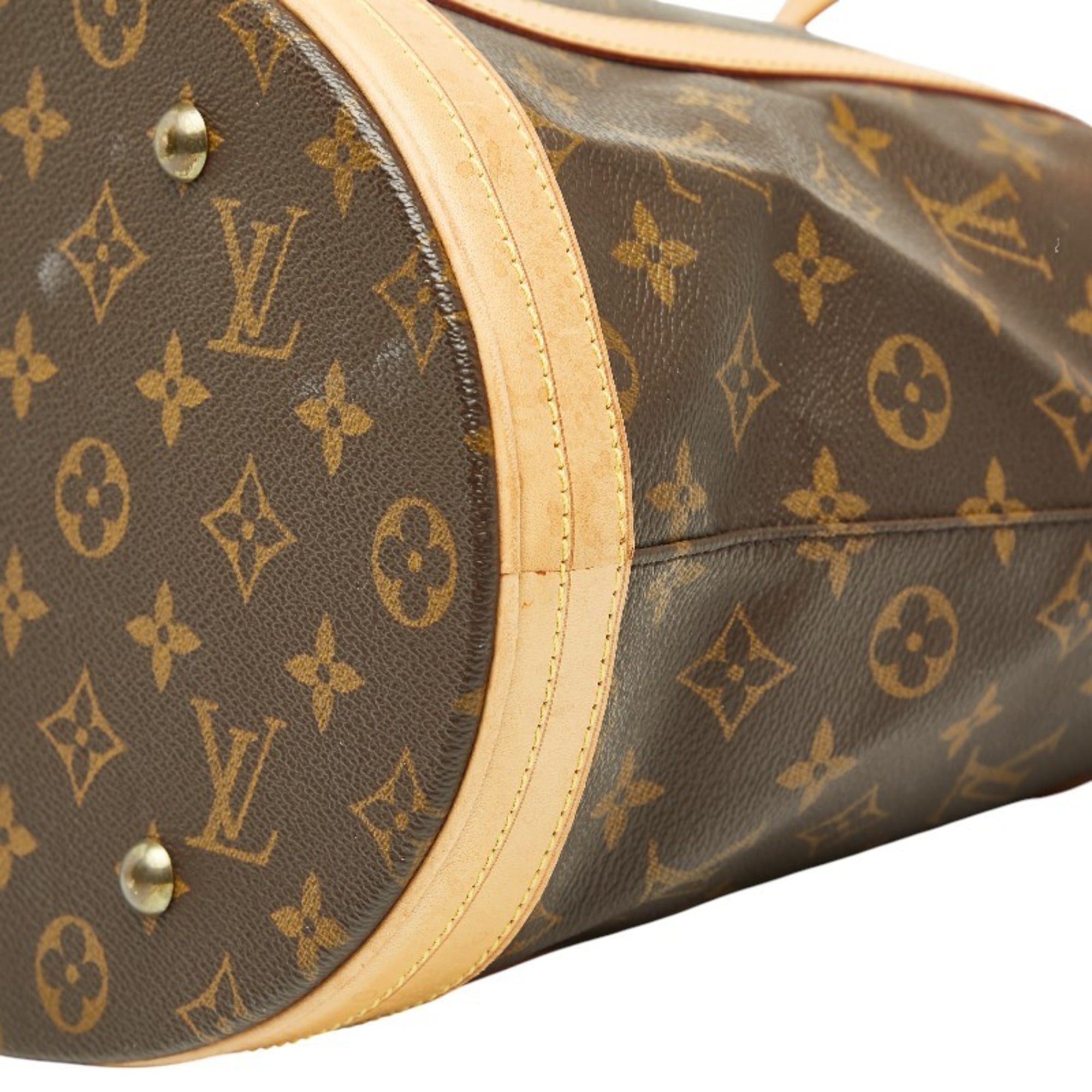 Louis Vuitton Brown Pvc Leather Shoulder Bag Tote Bag