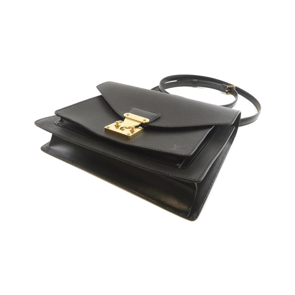 Louis Vuitton Black Leather Briefcase Handbag