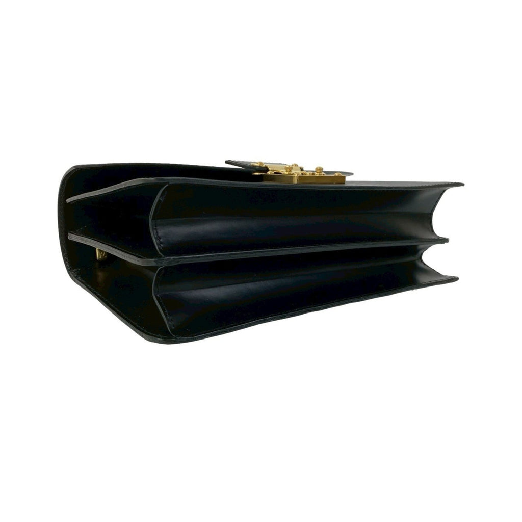 Louis Vuitton Black Leather Handbag Tote Bag