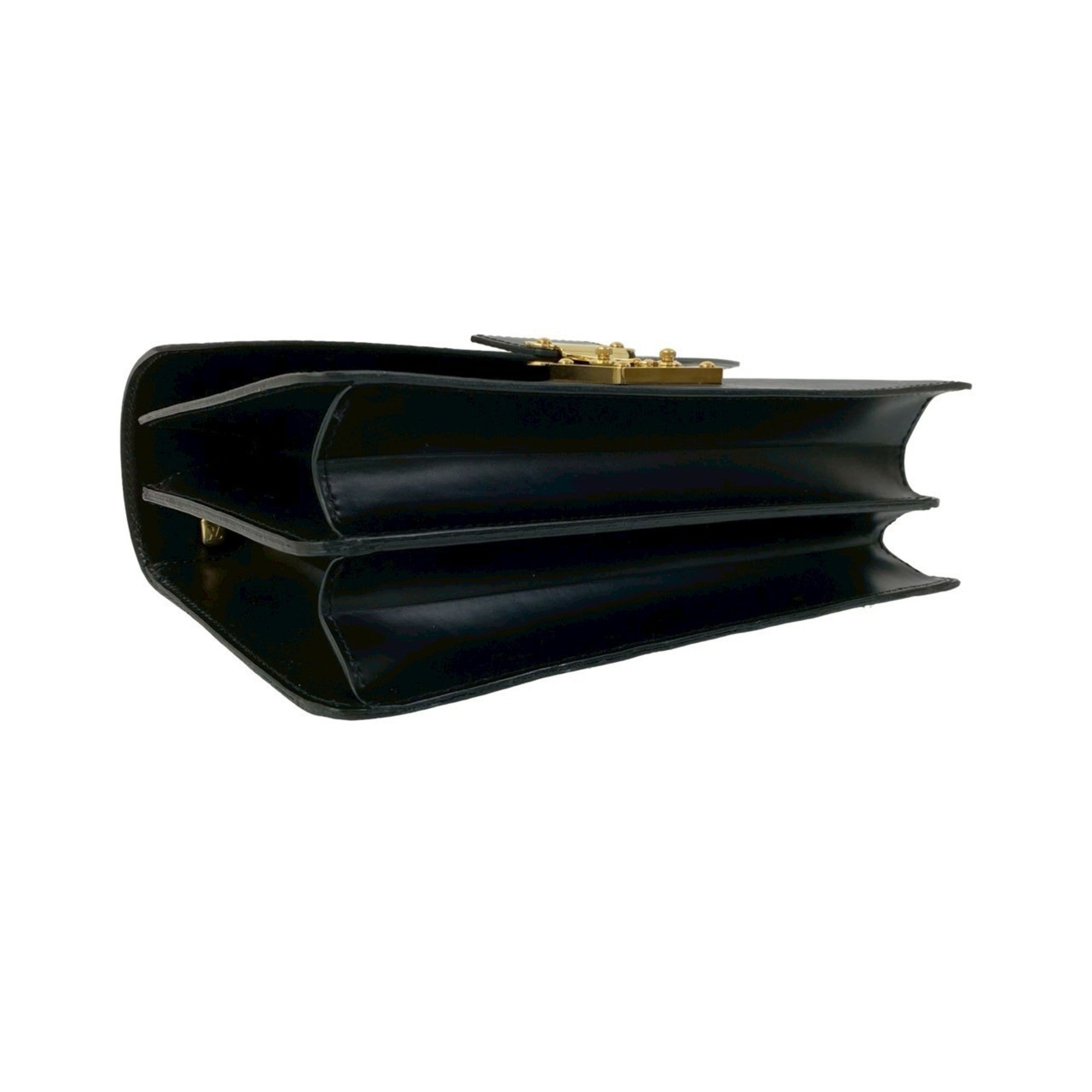 Louis Vuitton Black Leather Handbag Tote Bag