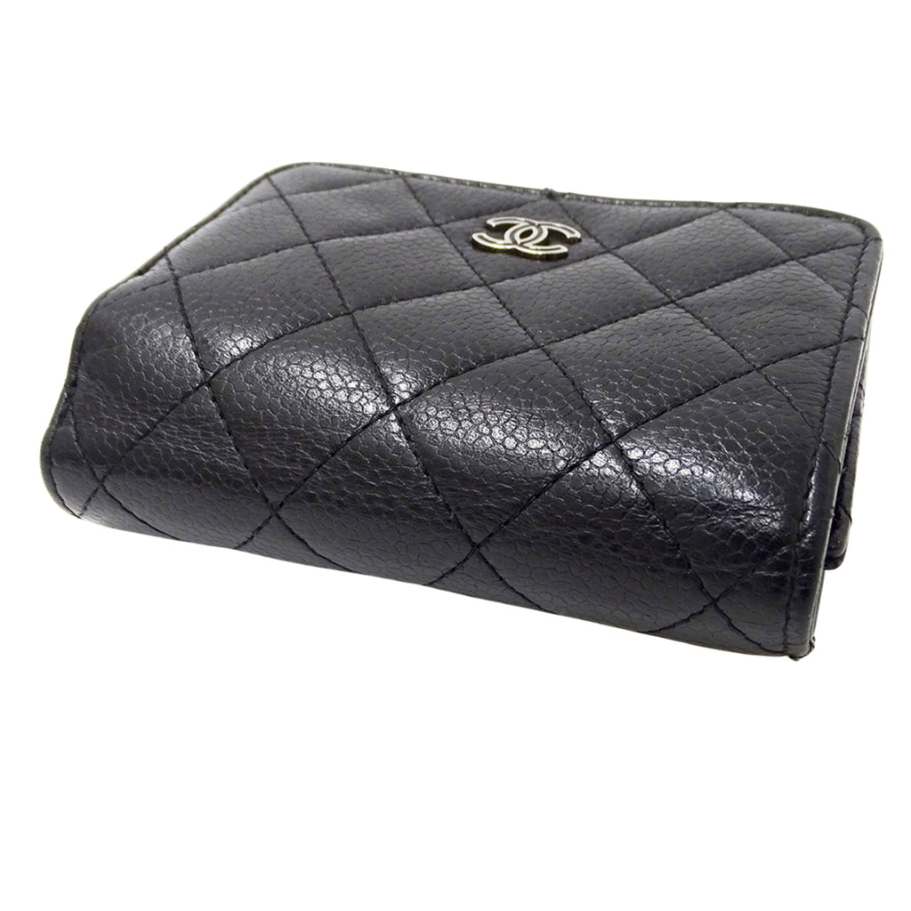 Chanel Black Grained Calfskin Wallet (Tri-Fold)